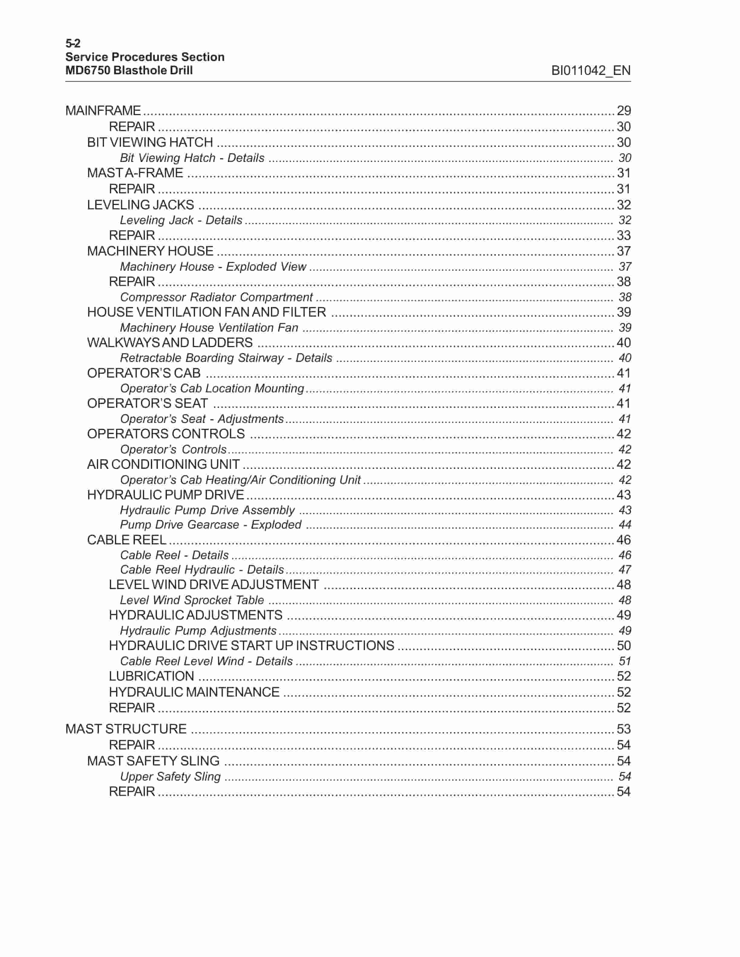 Caterpillar MD6750 Blast Hole Drill Operation And Maintenance Manual BI011042 2 Caterpillar MD6750 Blast Hole Drill Operation And Maintenance Manual BI011042 - Image 2