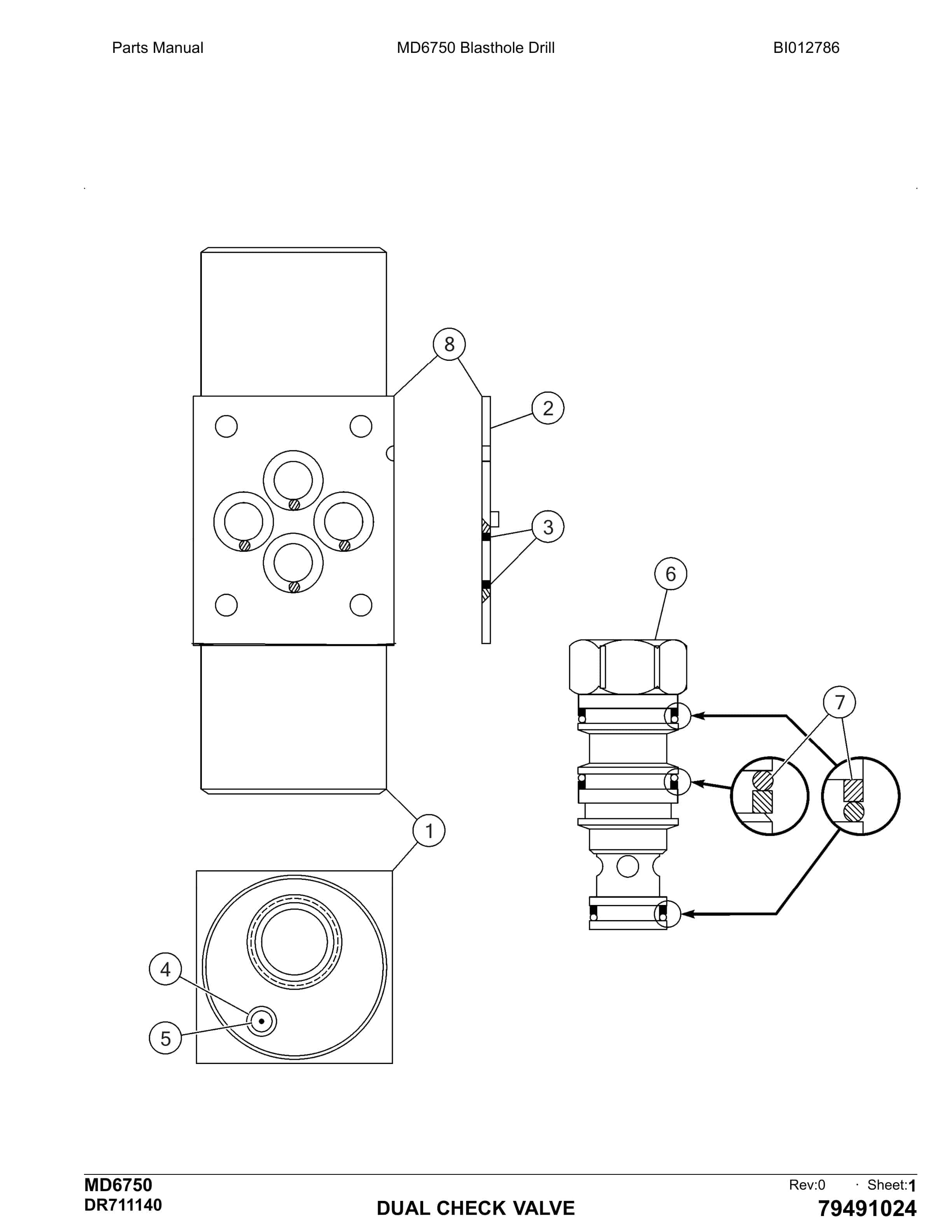 Caterpillar MD6750 Blast Hole Drill Parts Manual BI012786-2