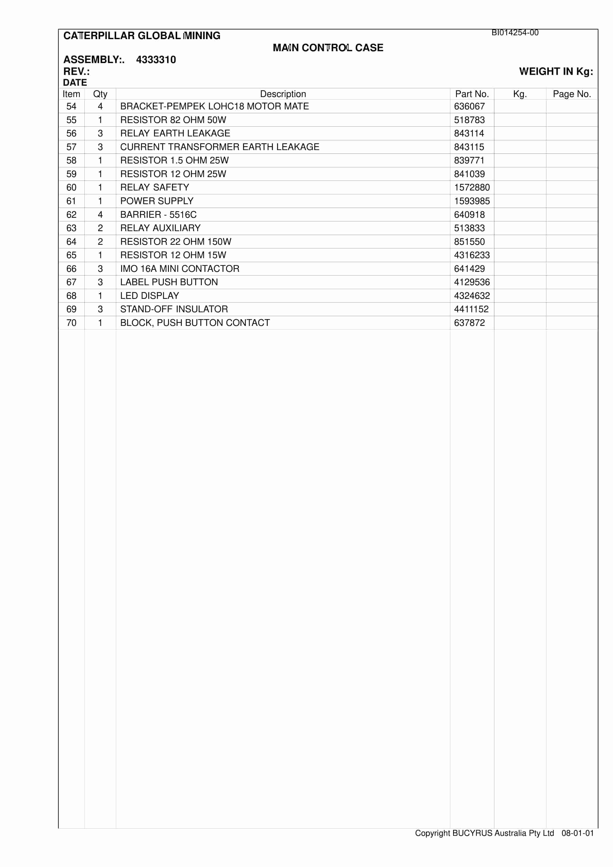 Caterpillar Metropolitan CM845 Miner Bolter Parts Manual BI014254-00-5