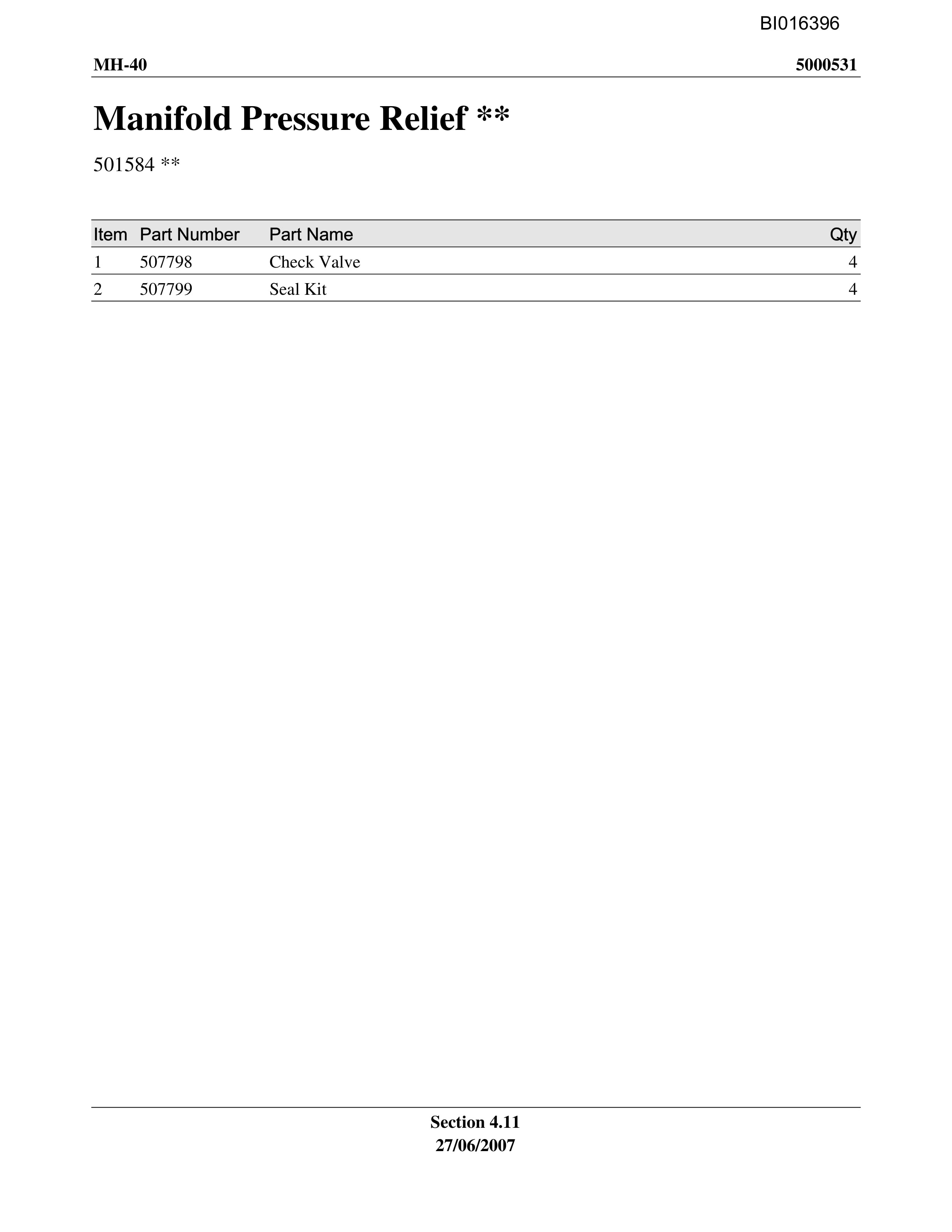 Caterpillar MH-40 Parts Manual BI016396-3