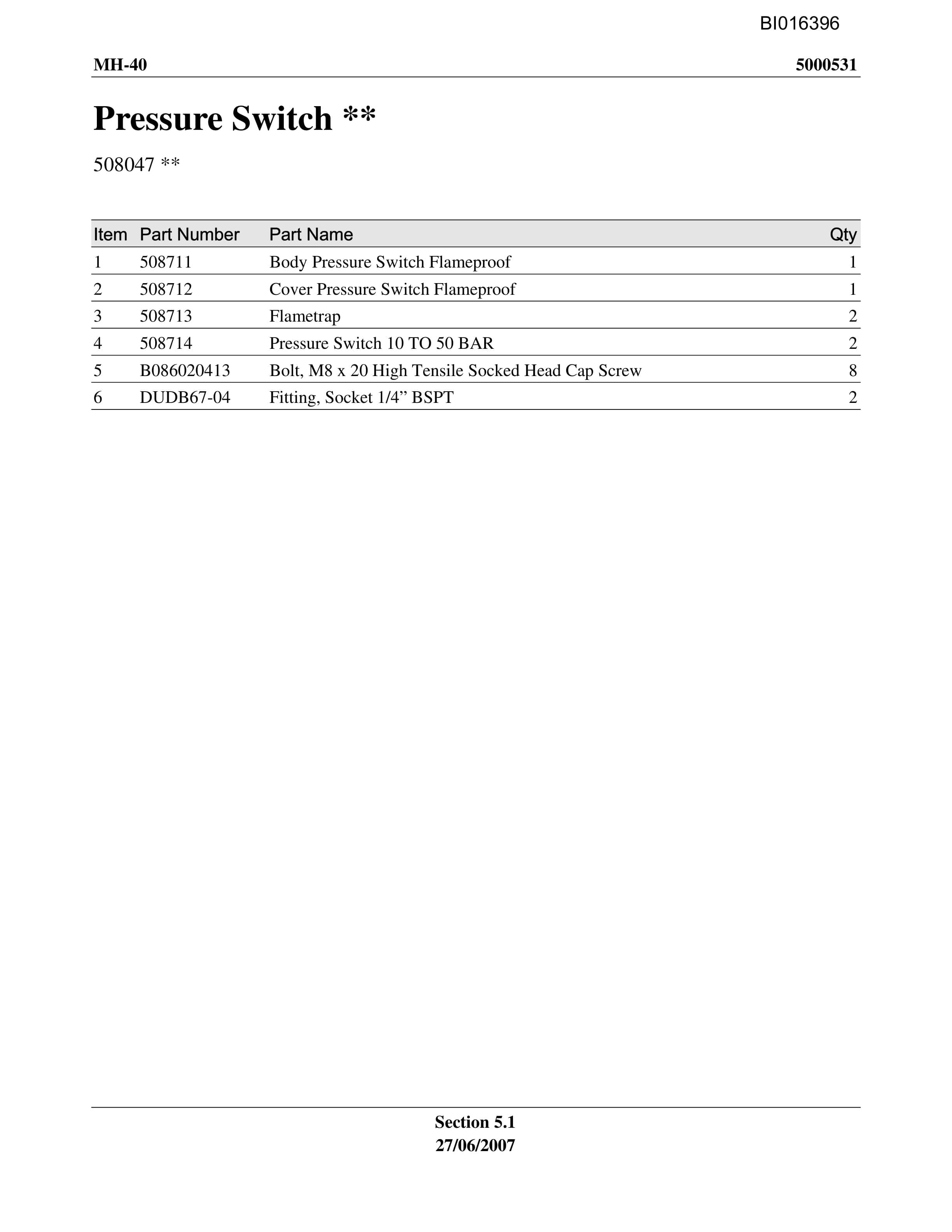 Caterpillar MH-40 Parts Manual BI016396-4