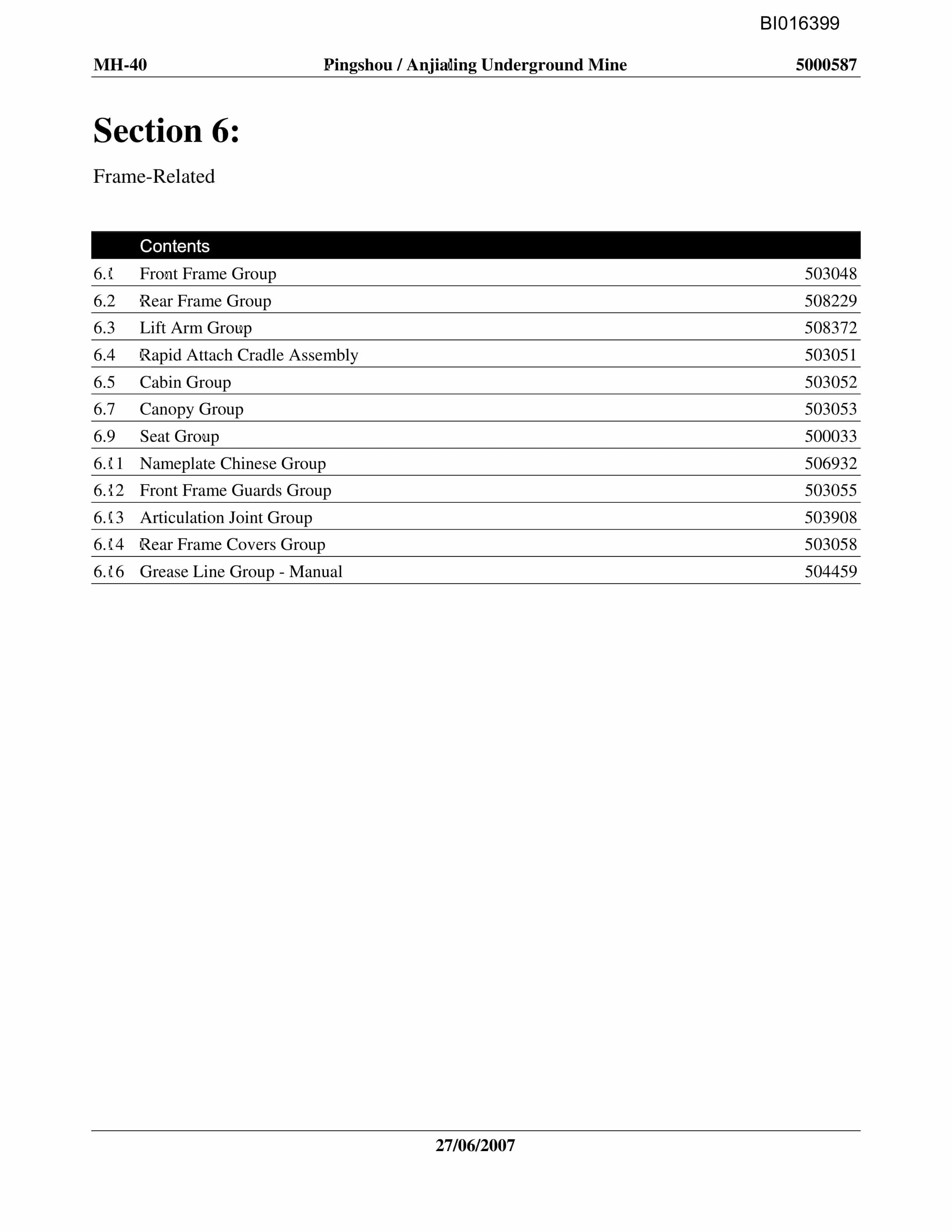 Caterpillar MH-40 Parts Manual BI016399-4