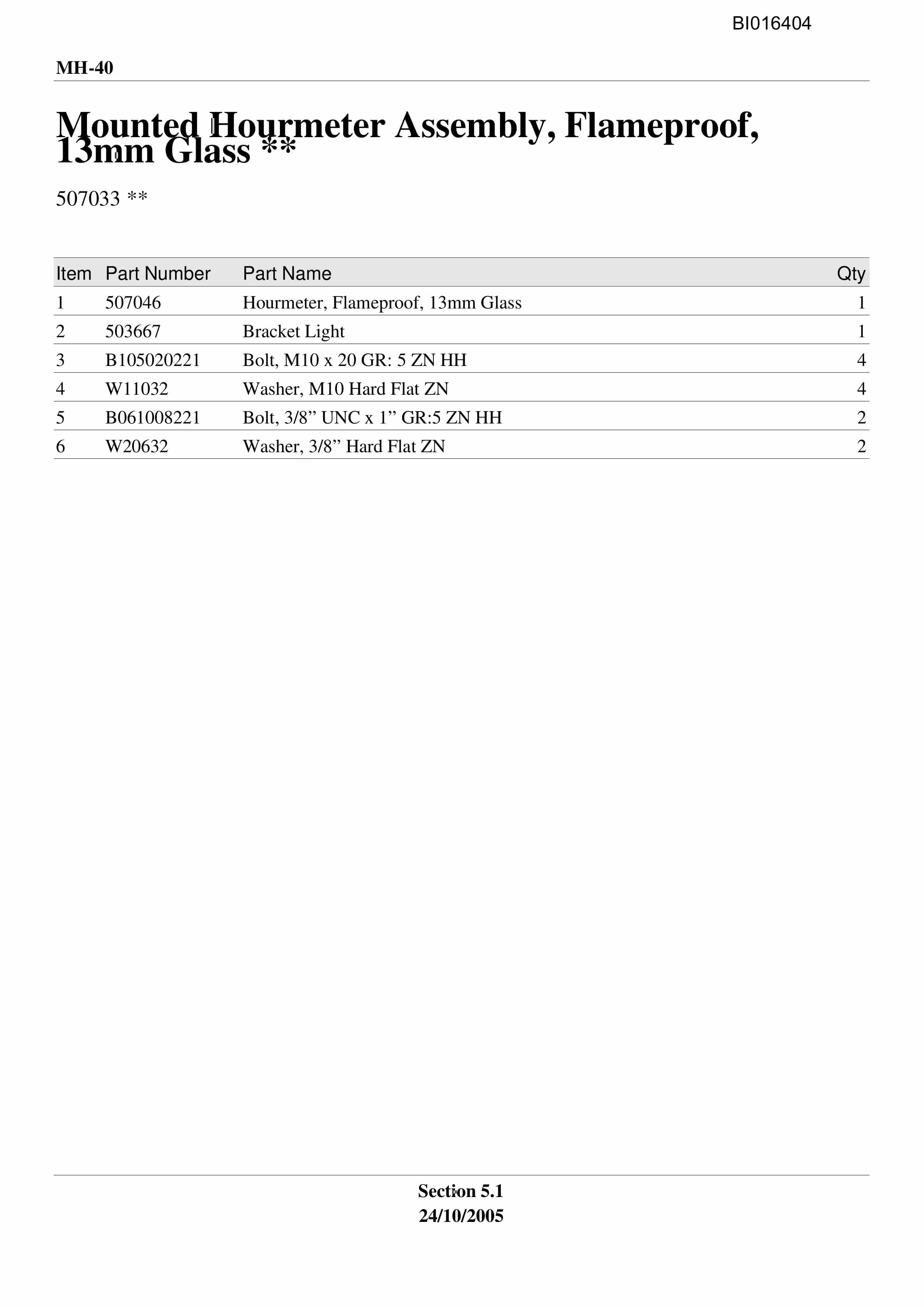 Caterpillar MH-40 Parts Manual BI016404-4
