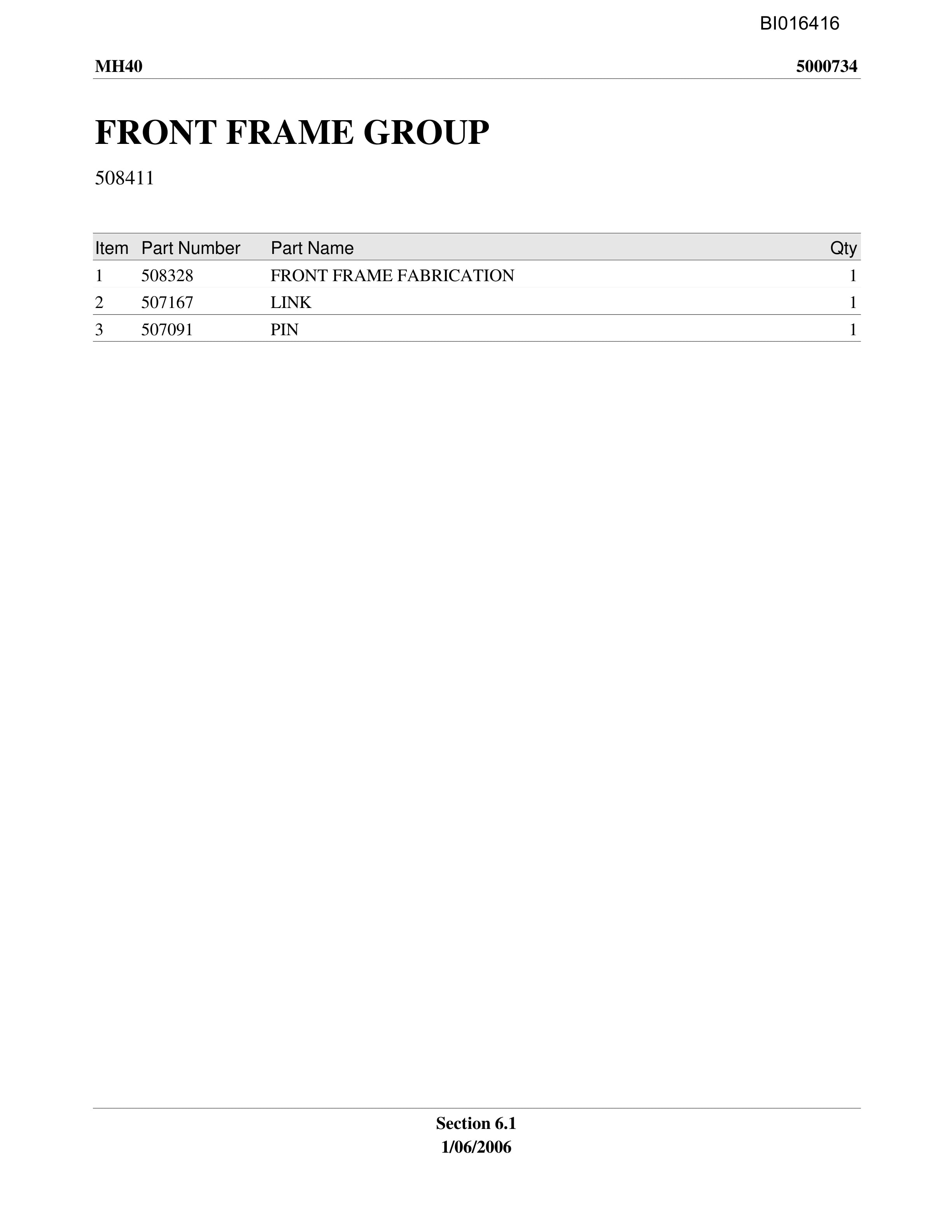 Caterpillar MH-40 Parts Manual BI016416-5