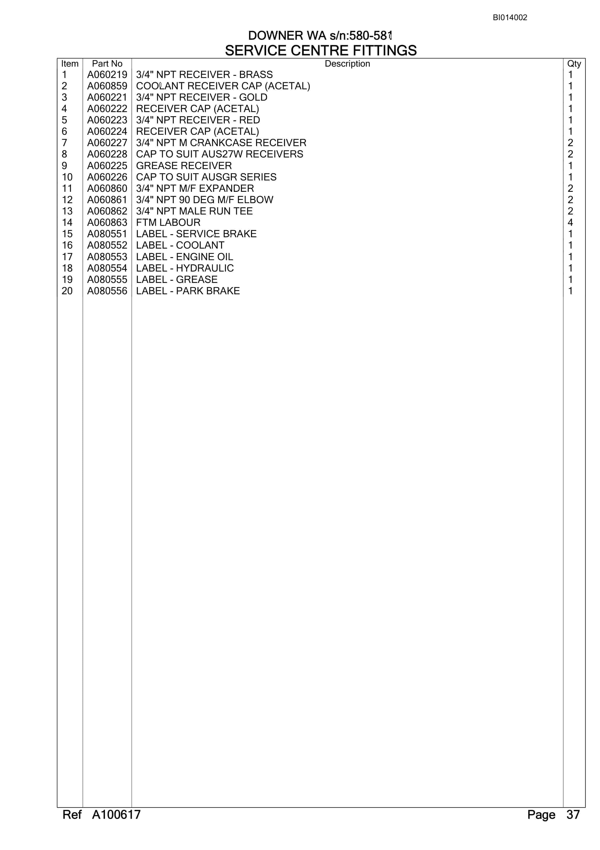 Caterpillar MT4400AC - Trucks Australian Options - Parts Manual BI014002-5