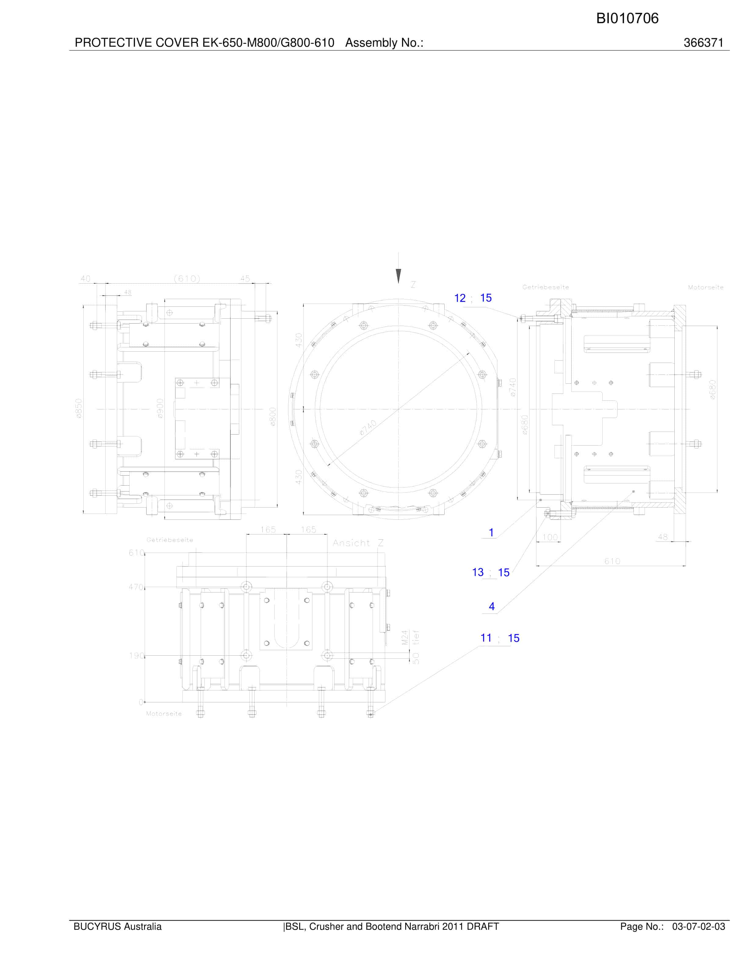 Caterpillar Narrabri BSL, Crusher and Bootend 2011 Draft Parts Manual BI010706-3
