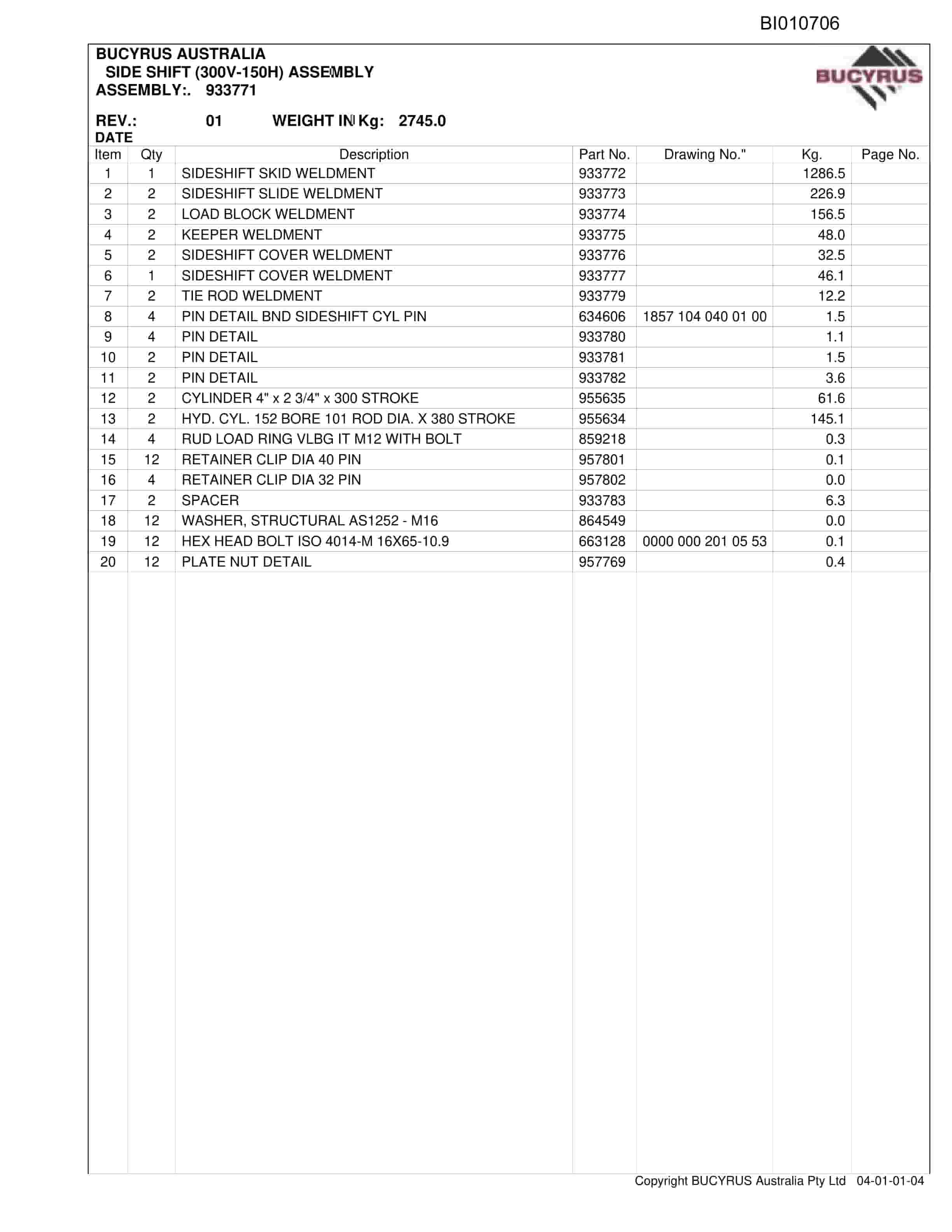 Caterpillar Narrabri BSL, Crusher and Bootend 2011 Draft Parts Manual BI010706-5