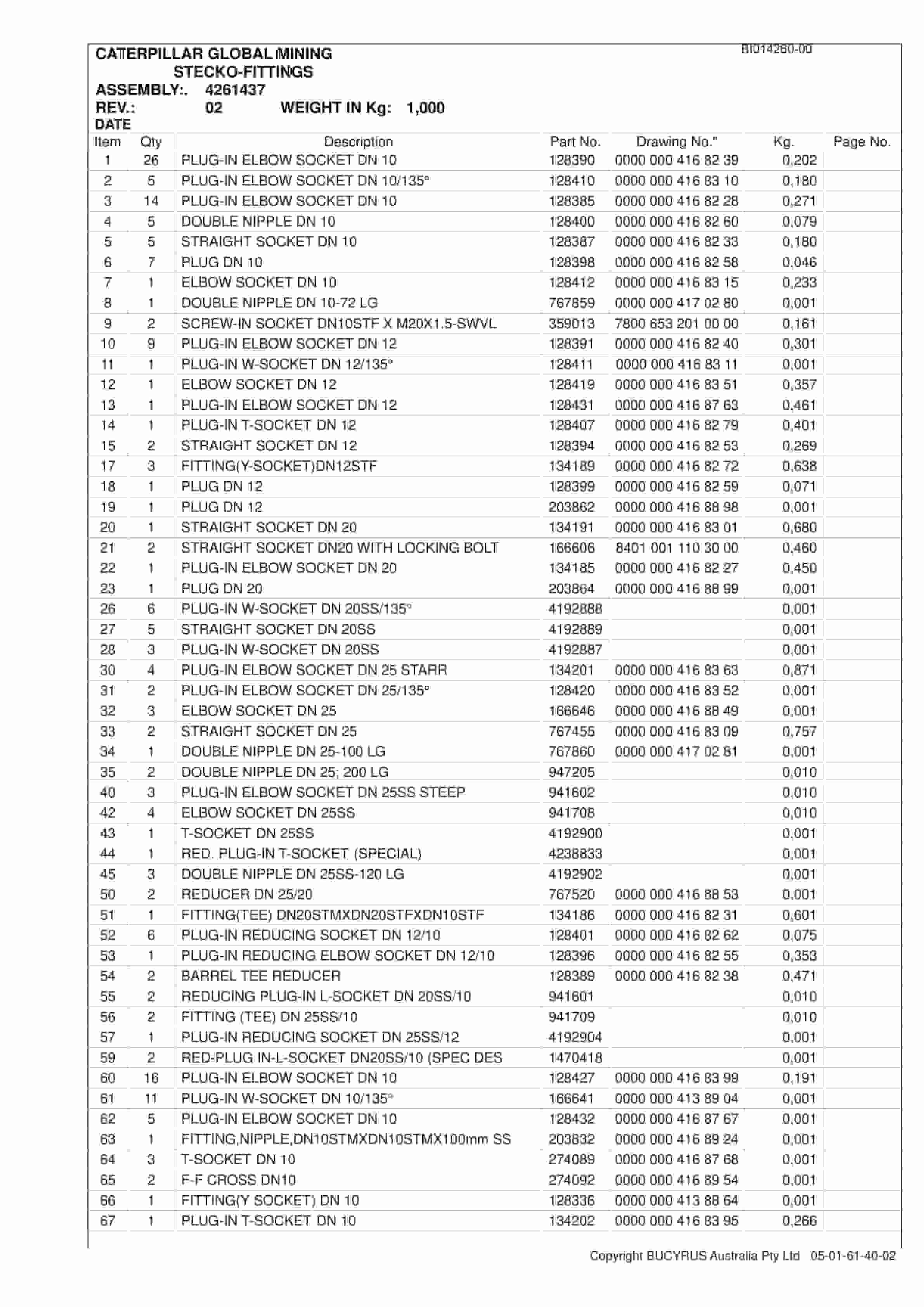 Caterpillar North Goonyella Australian Customised Shields Parts Manual BI014260-00-4