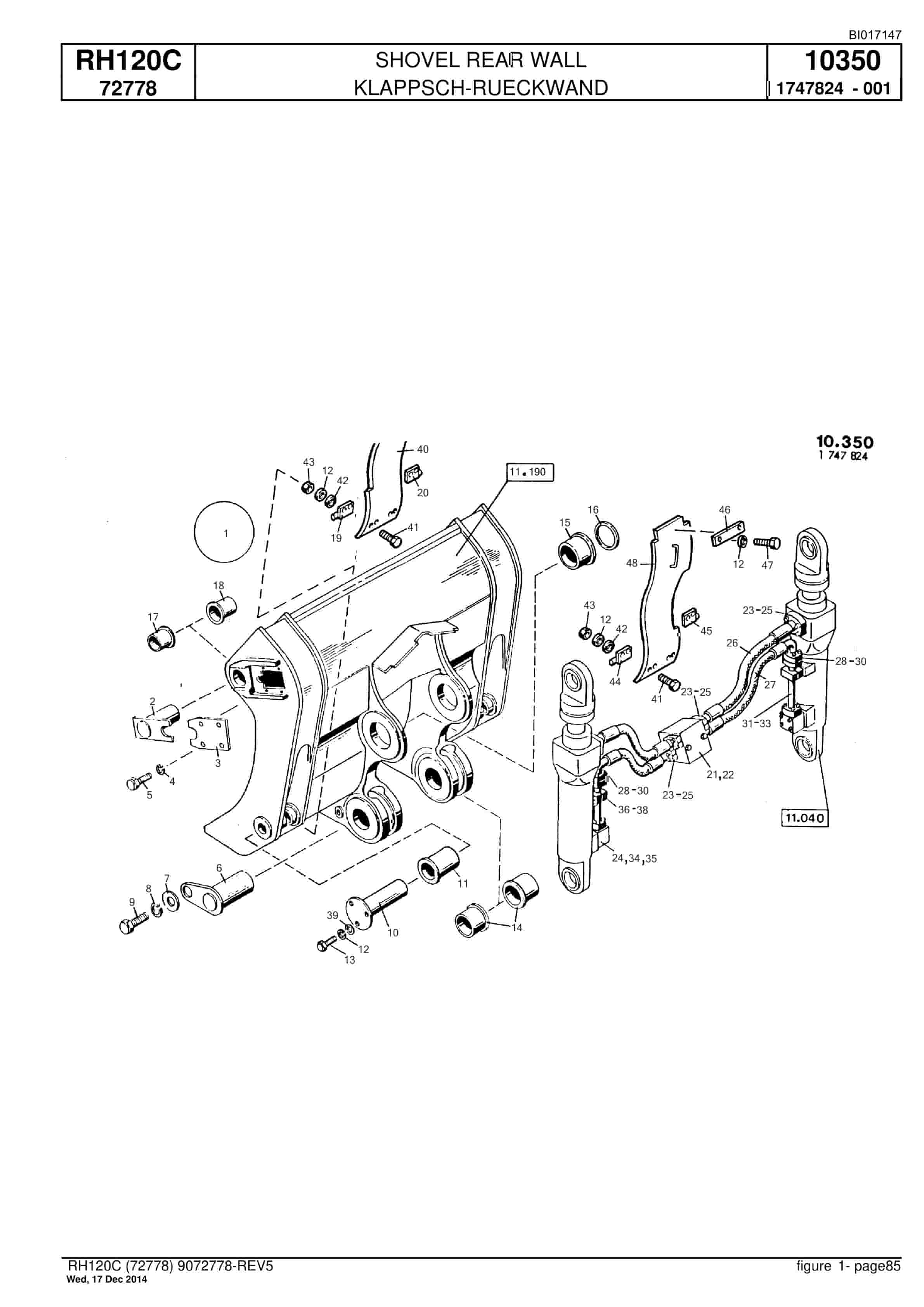 Caterpillar RH120C FS Hydraulic Shovel Spare Parts Manual BI017147-3