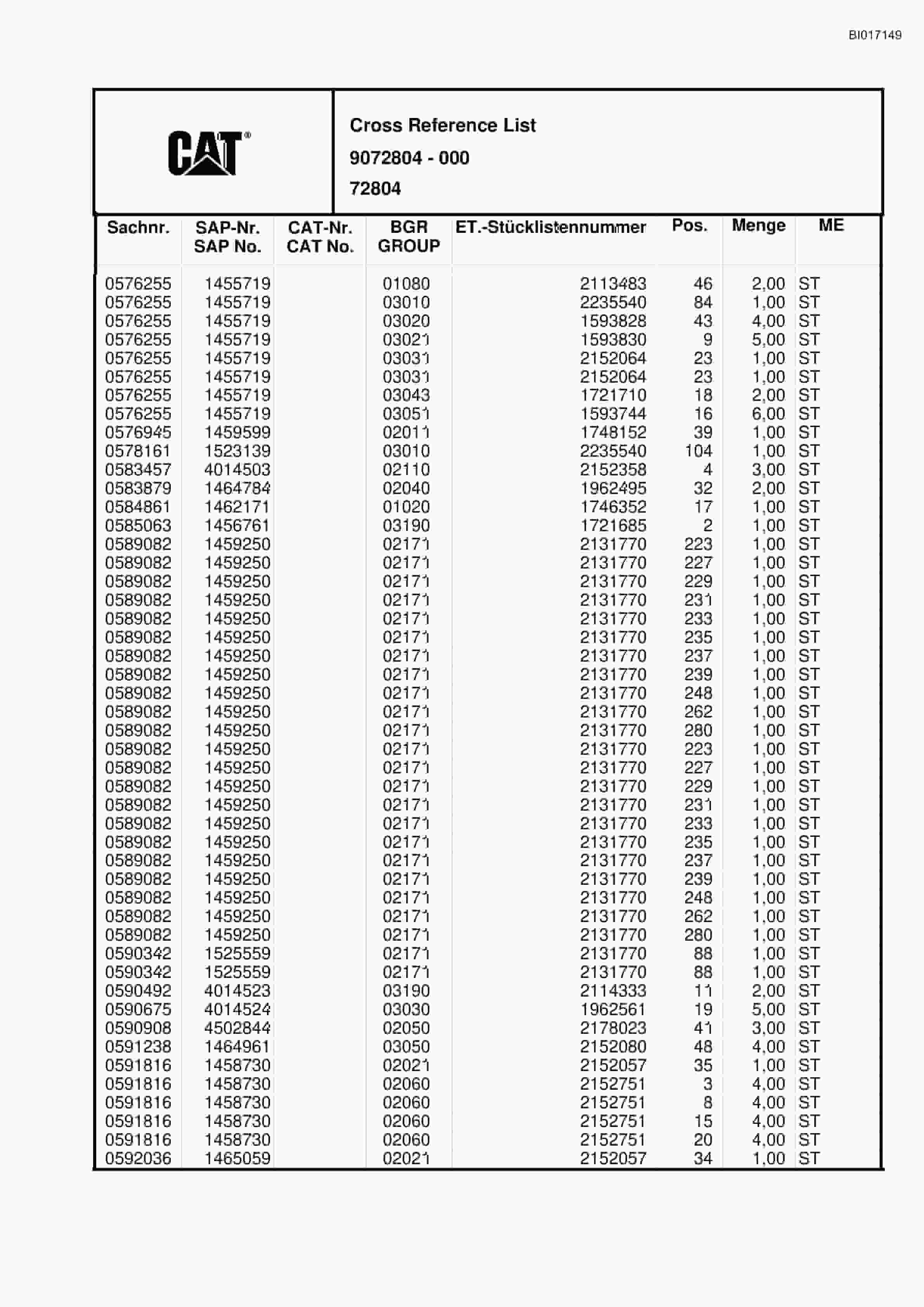Caterpillar RH120C FS Hydraulic Shovel Spare Parts Manual BI017149-5