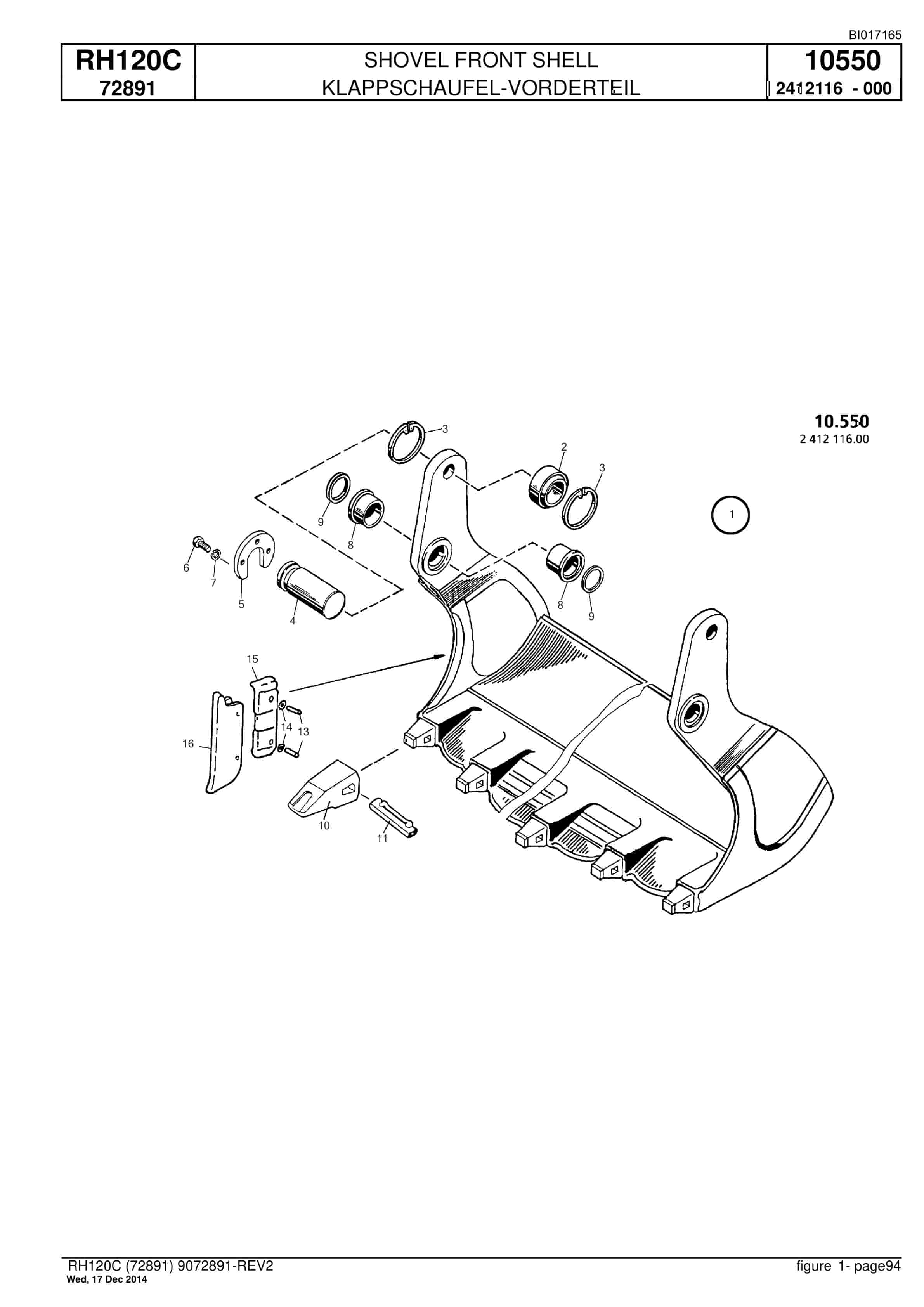 Caterpillar RH120C FS Hydraulic Shovel Spare Parts Manual BI017165-3