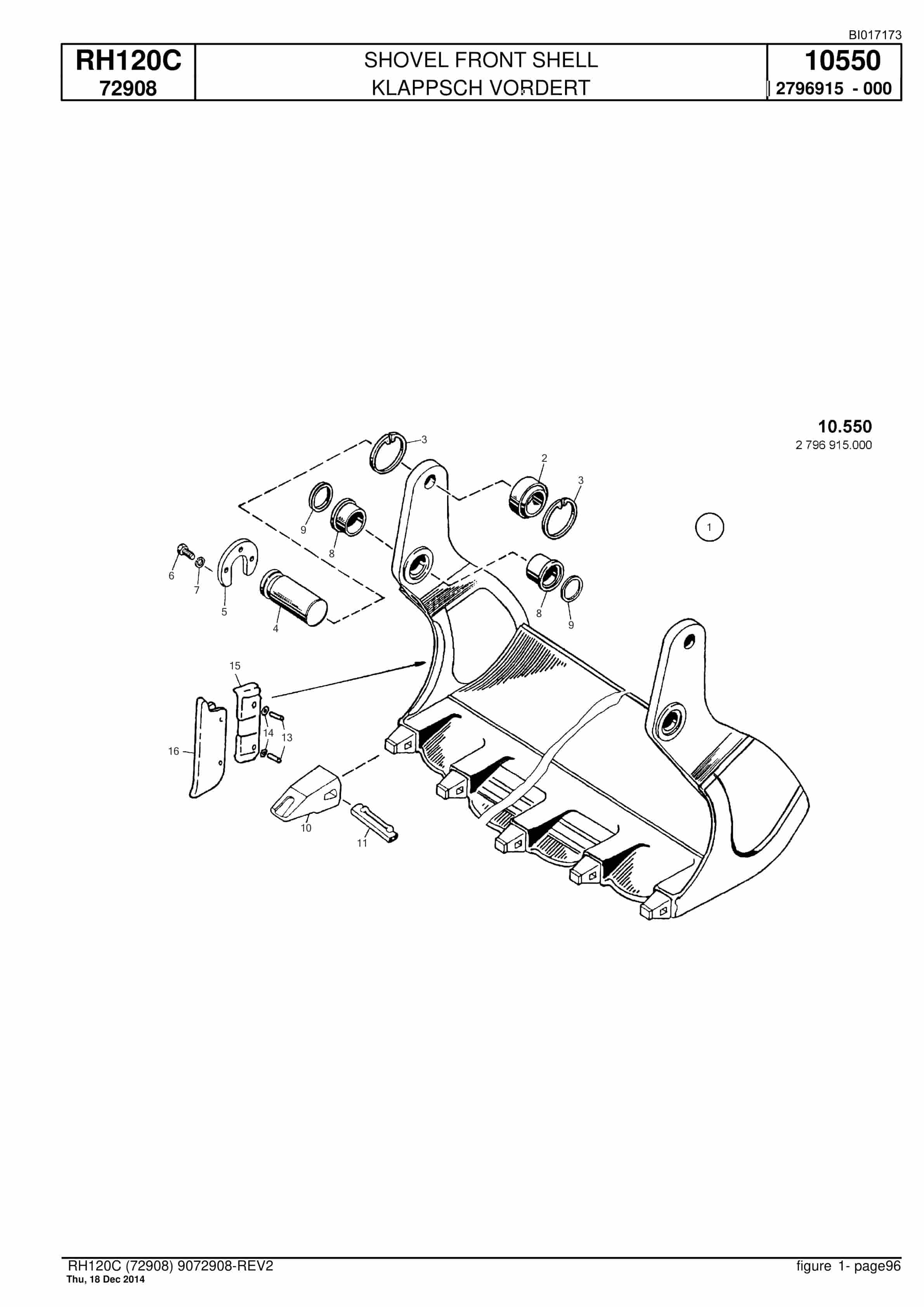 Caterpillar RH120C FS Hydraulic Shovel Spare Parts Manual BI017173-3