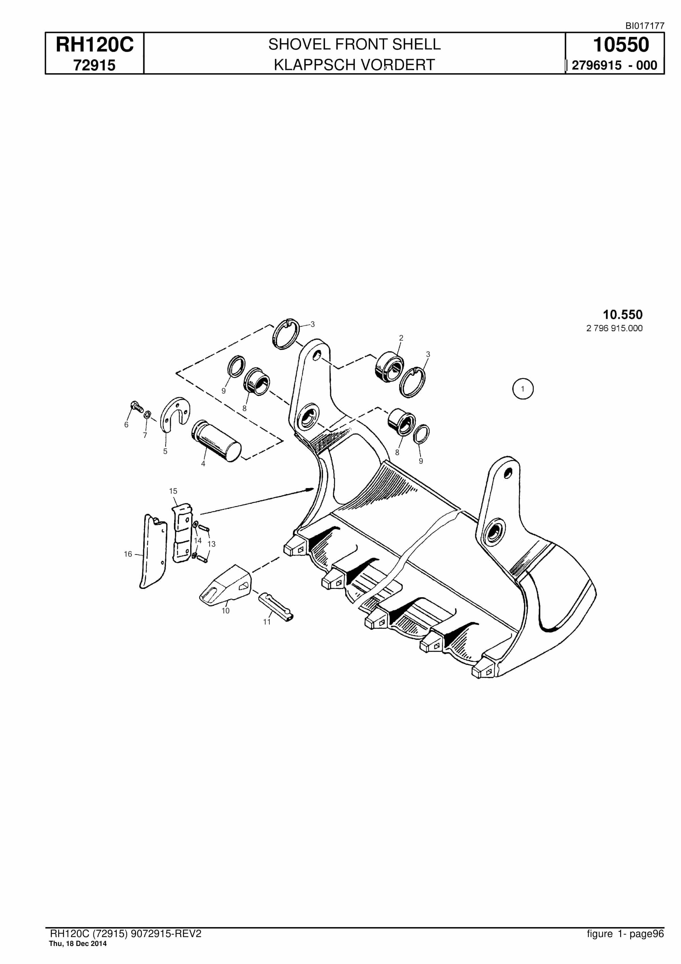 Caterpillar RH120C FS Hydraulic Shovel Spare Parts Manual BI017177-3