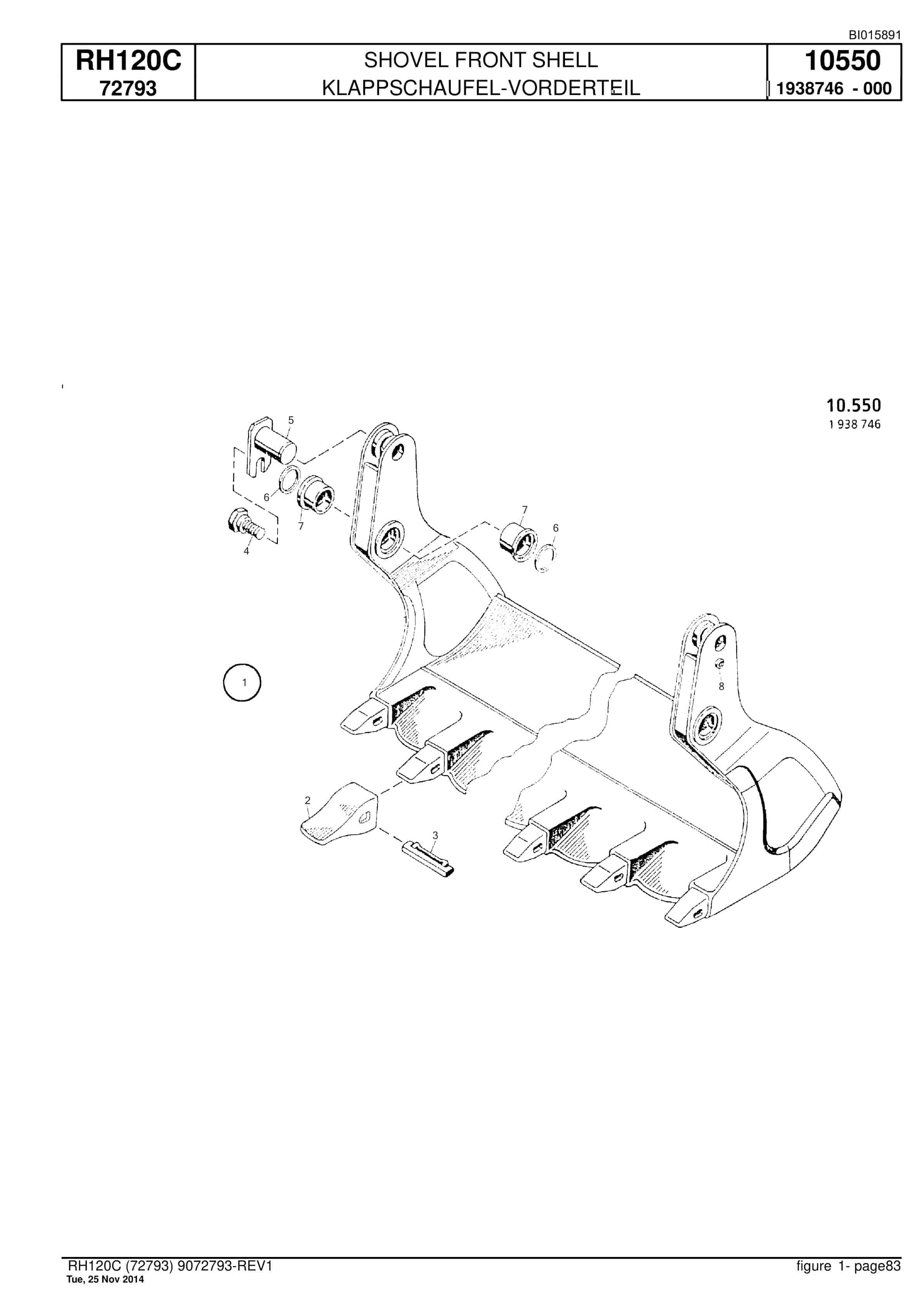 Caterpillar RH120C Hydraulic Shovel Spare Parts Manual BI015891-3