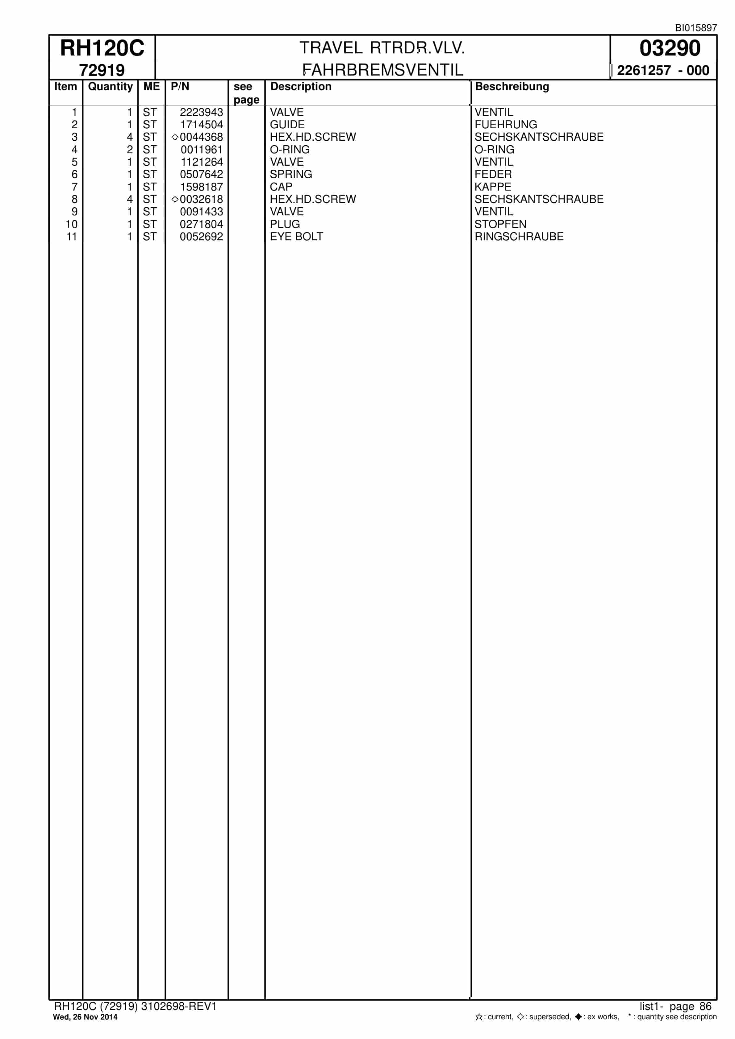 Caterpillar RH120C Hydraulic Shovel Spare Parts Manual BI015897-3