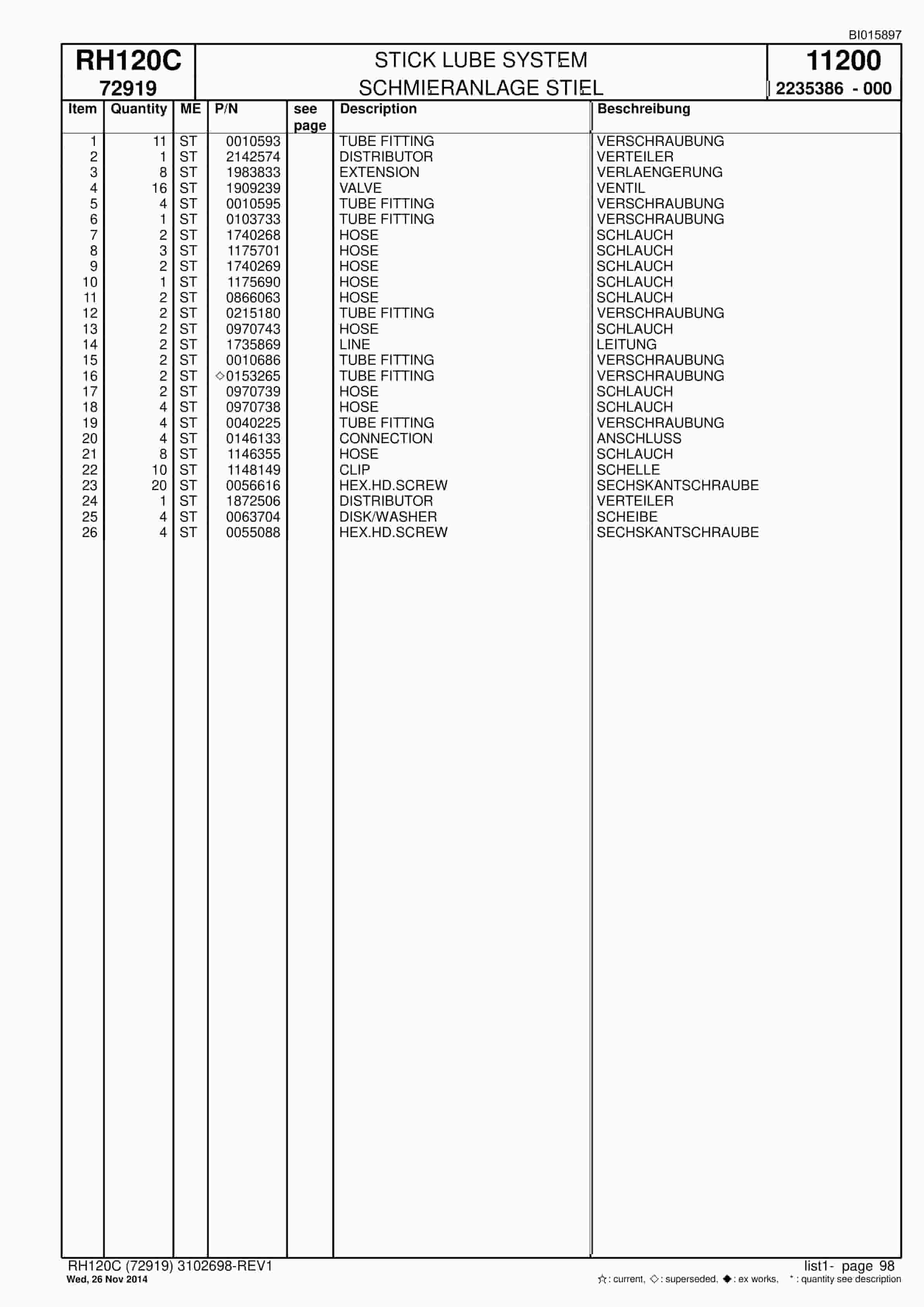 Caterpillar RH120C Hydraulic Shovel Spare Parts Manual BI015897-4