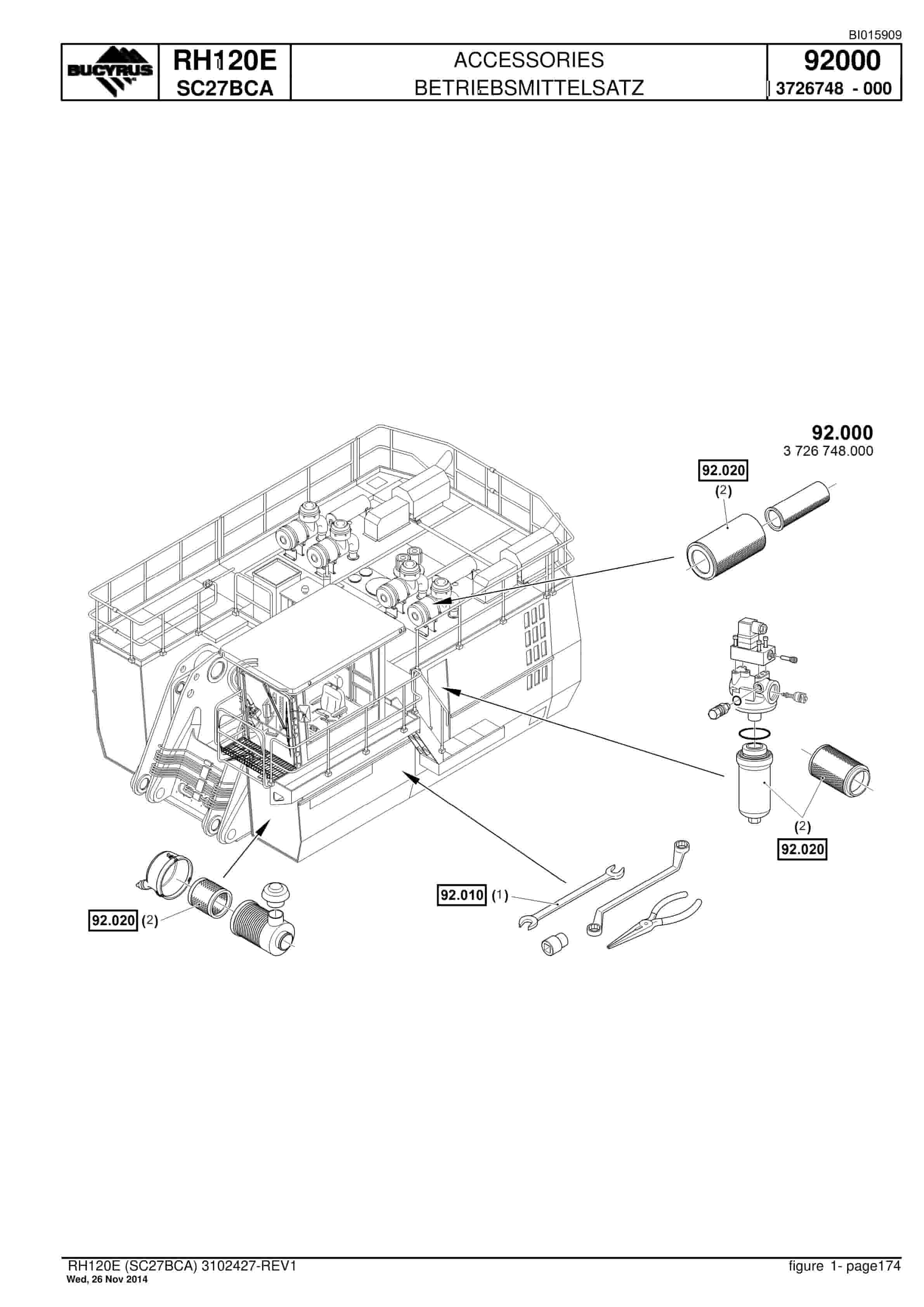 Caterpillar RH120E Hydraulic Shovel Spare Parts Manual BI015909-5