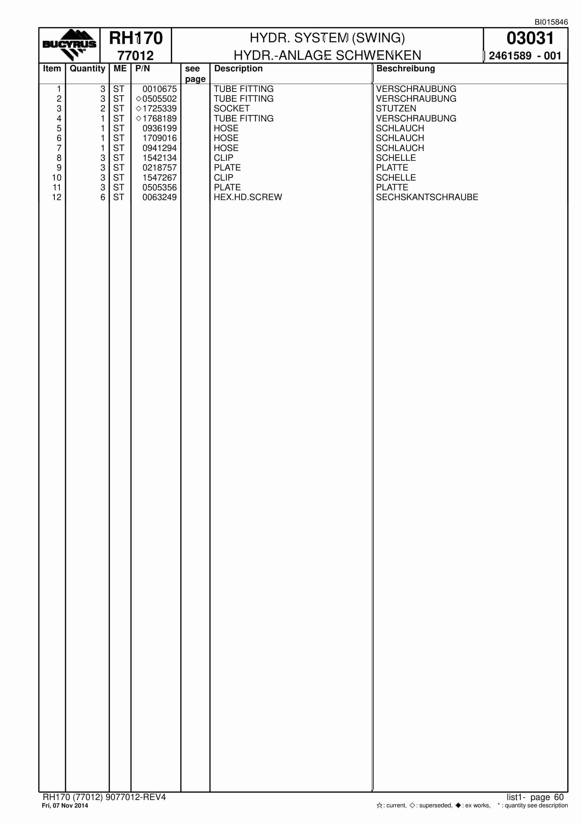 Caterpillar RH170 Hydraulic Shovel Spare Parts Manual BI015846-2