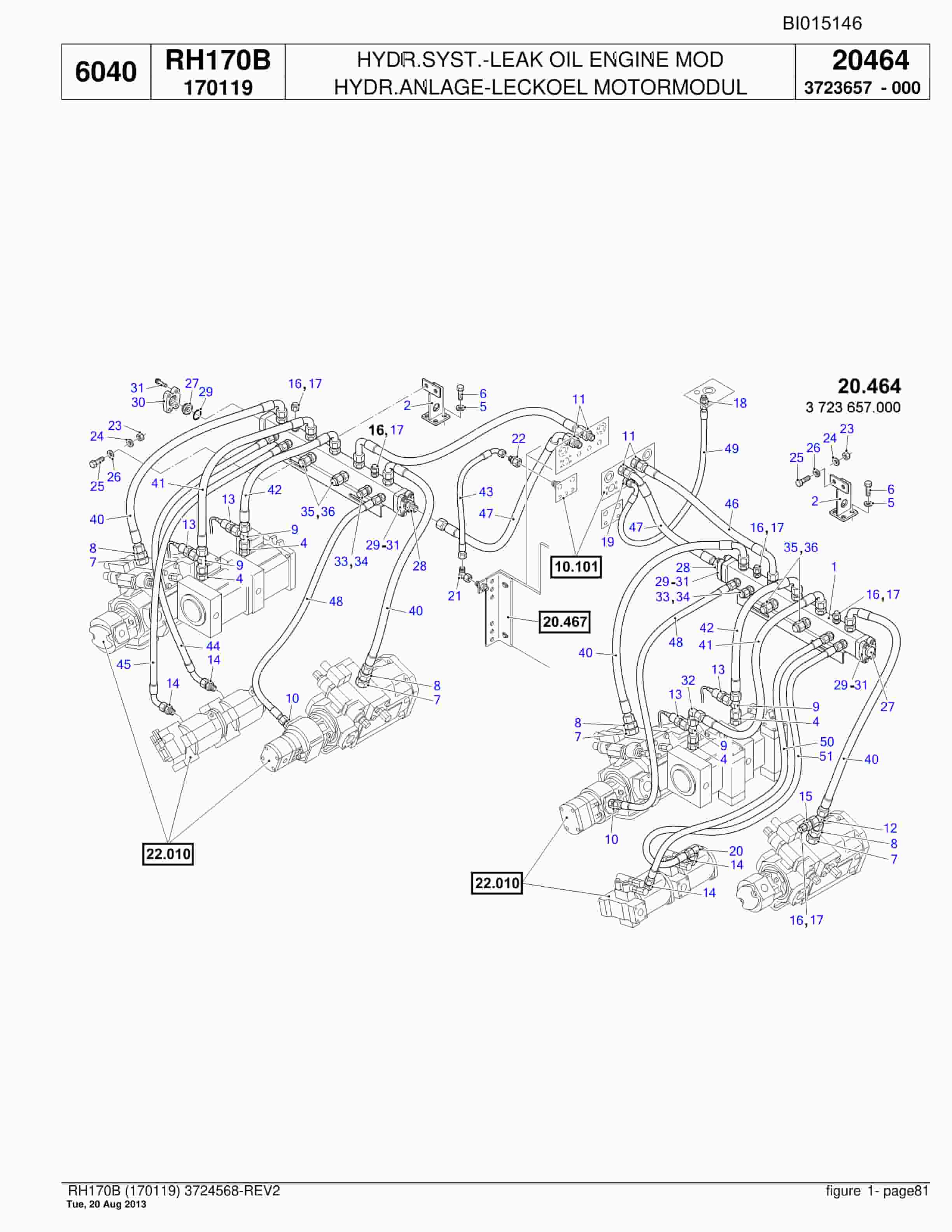 Caterpillar RH170B Hydraulic Excavator Parts Manual BI015146-2