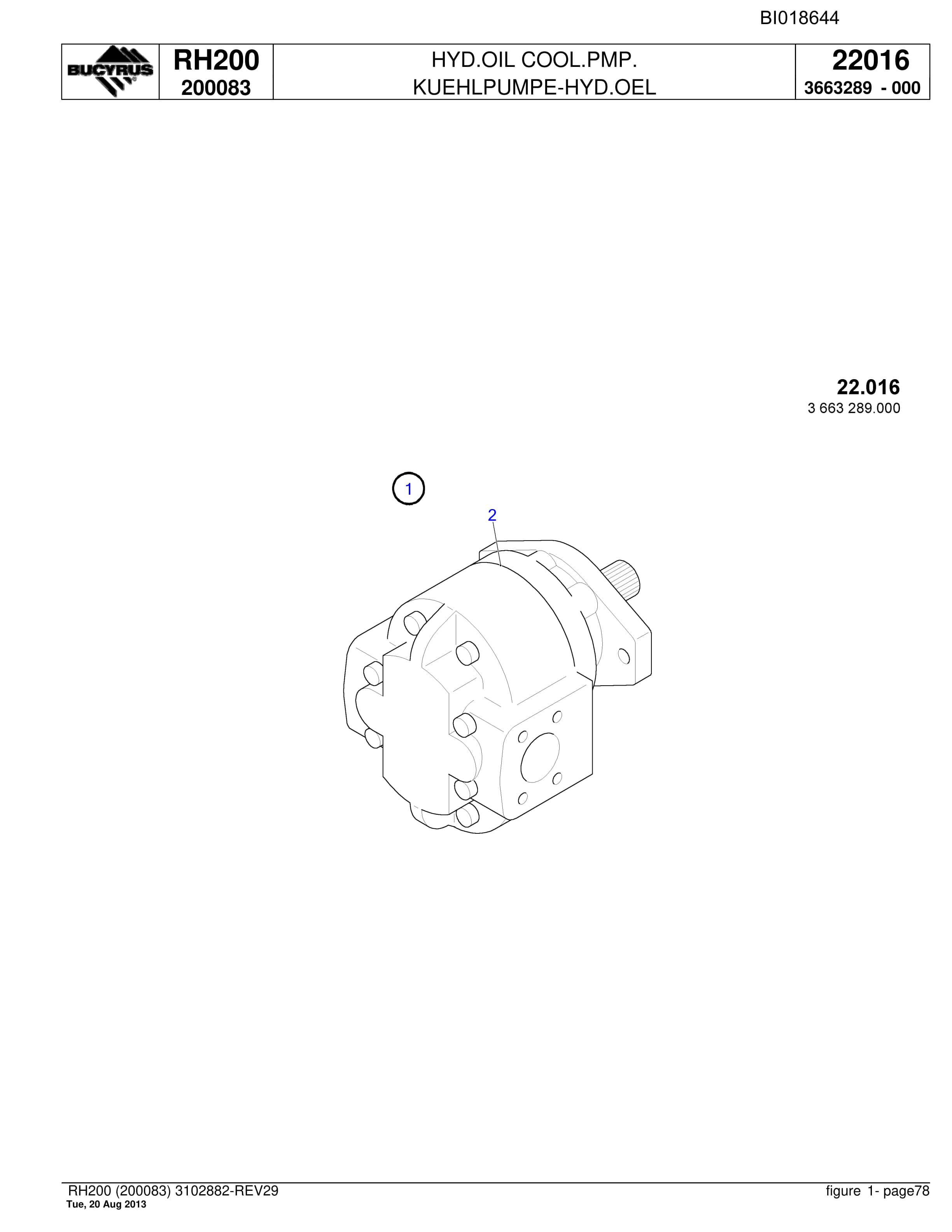 Caterpillar RH200 Hydraulic Excavator Parts Manual BI018644-2