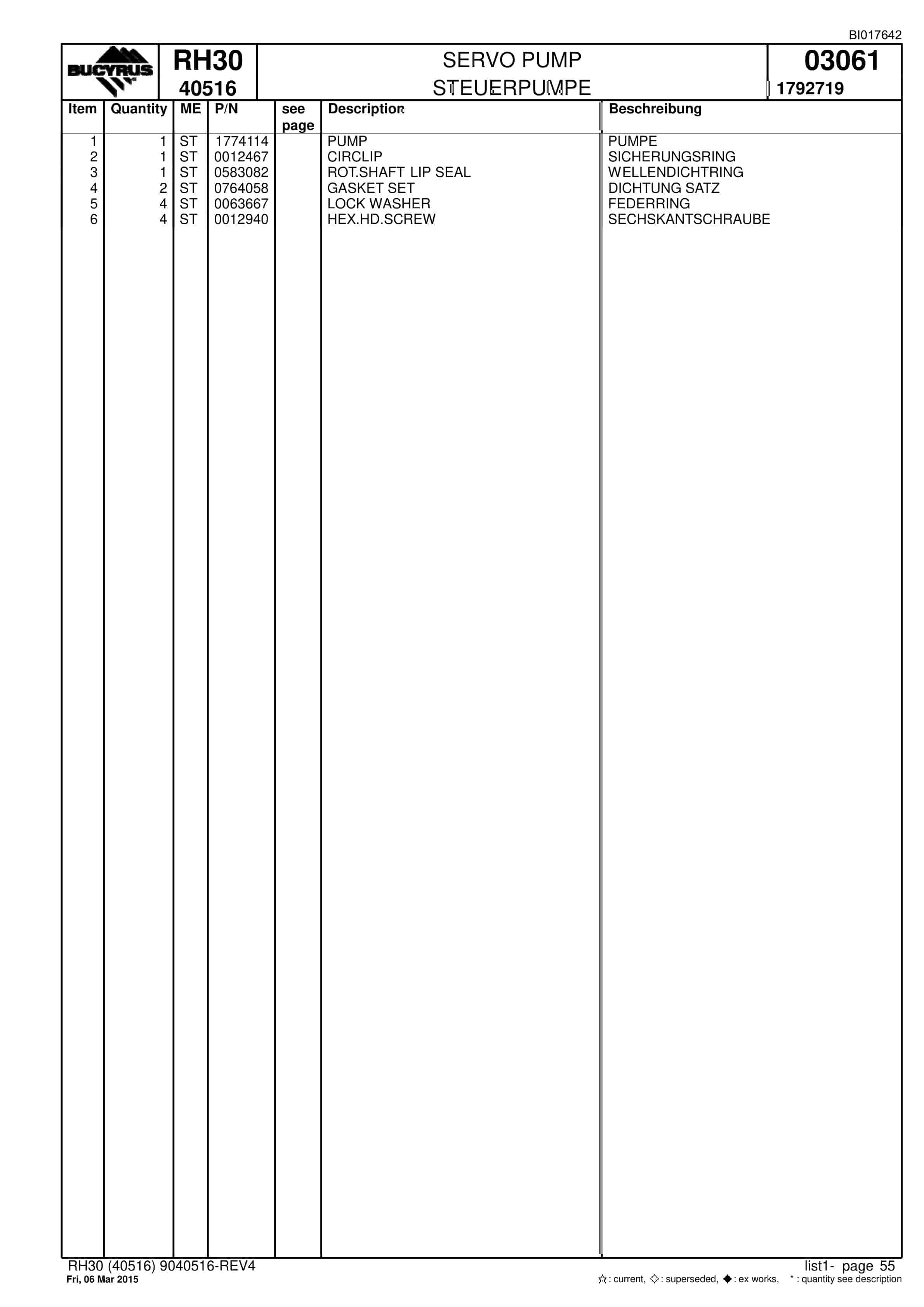 Caterpillar RH30 Hydraulic Shovel Spare Parts Manual BI017642-2