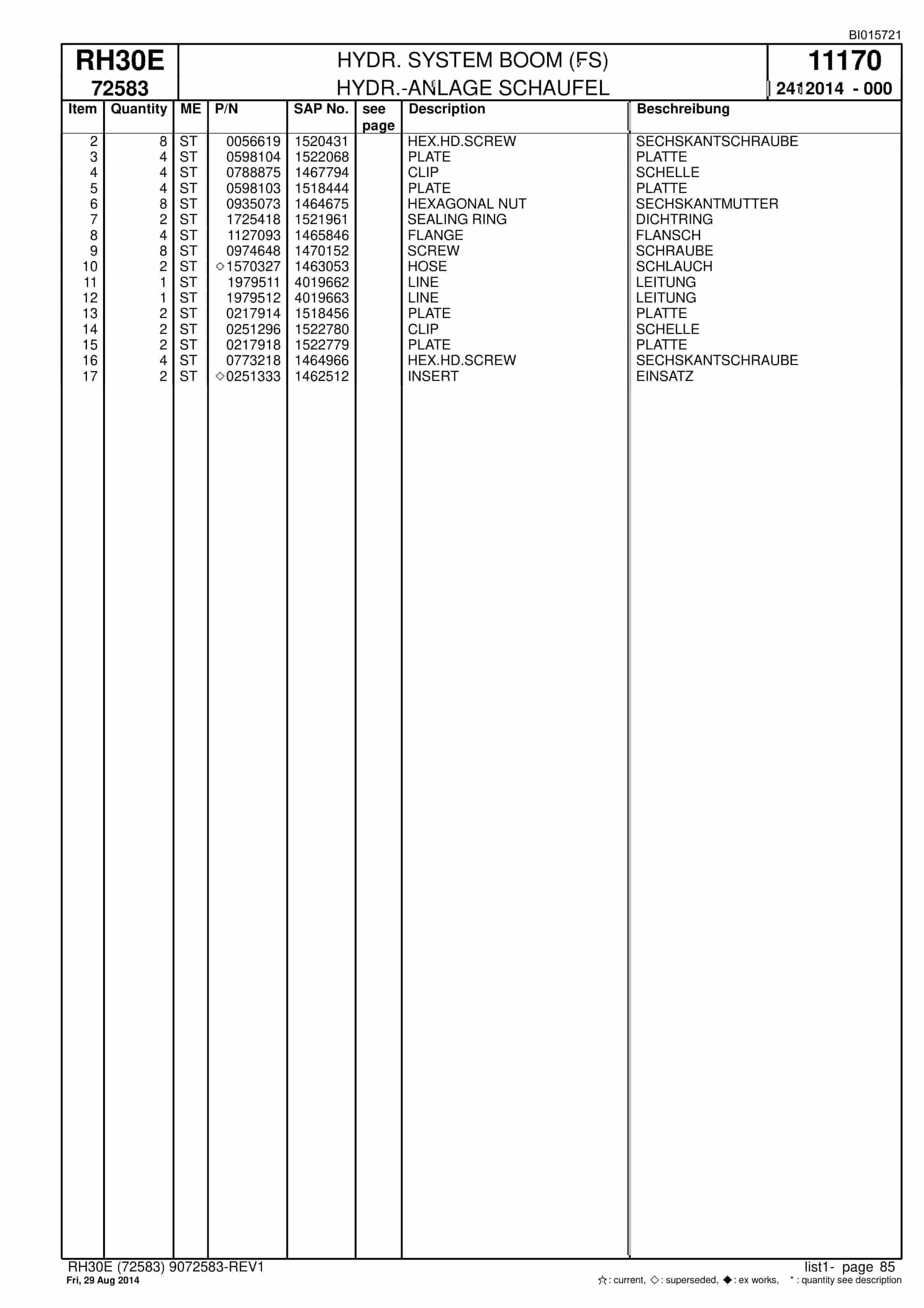 Caterpillar RH30E Hydraulic Shovel Spare Parts Manual BI015721-4