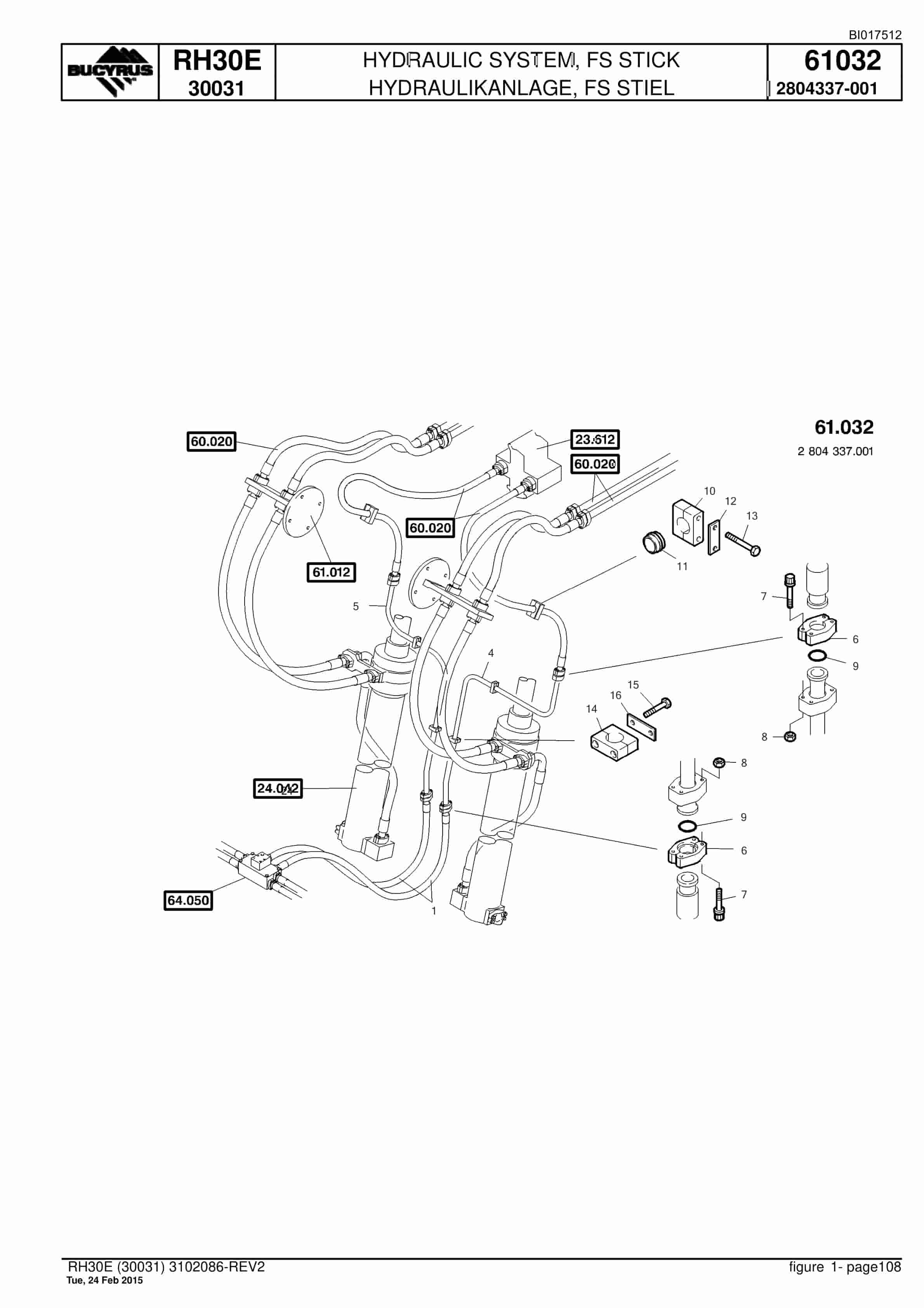 Caterpillar RH30E Hydraulic Shovel Spare Parts Manual BI017512-4