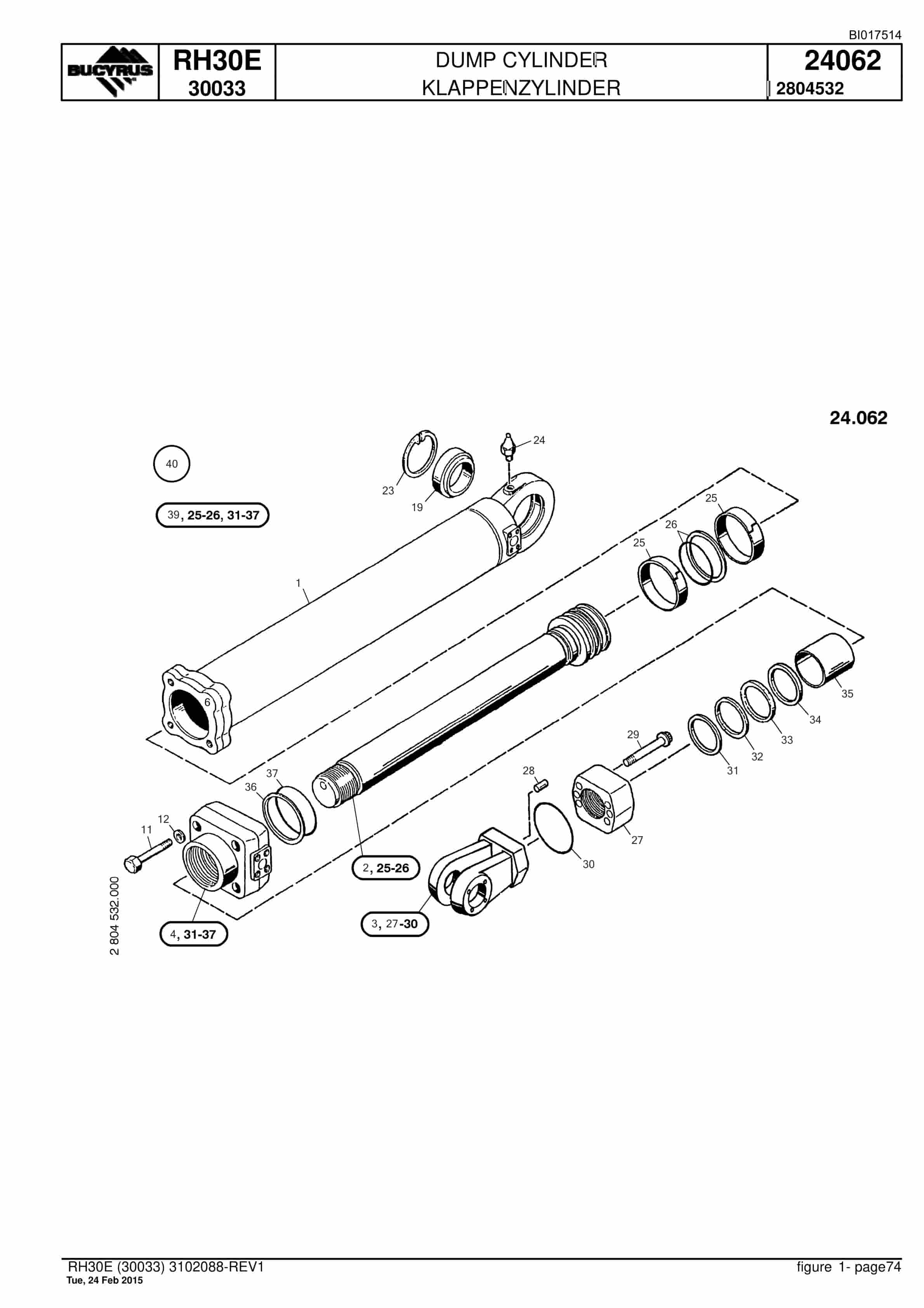 Caterpillar RH30E Hydraulic Shovel Spare Parts Manual BI017514-2