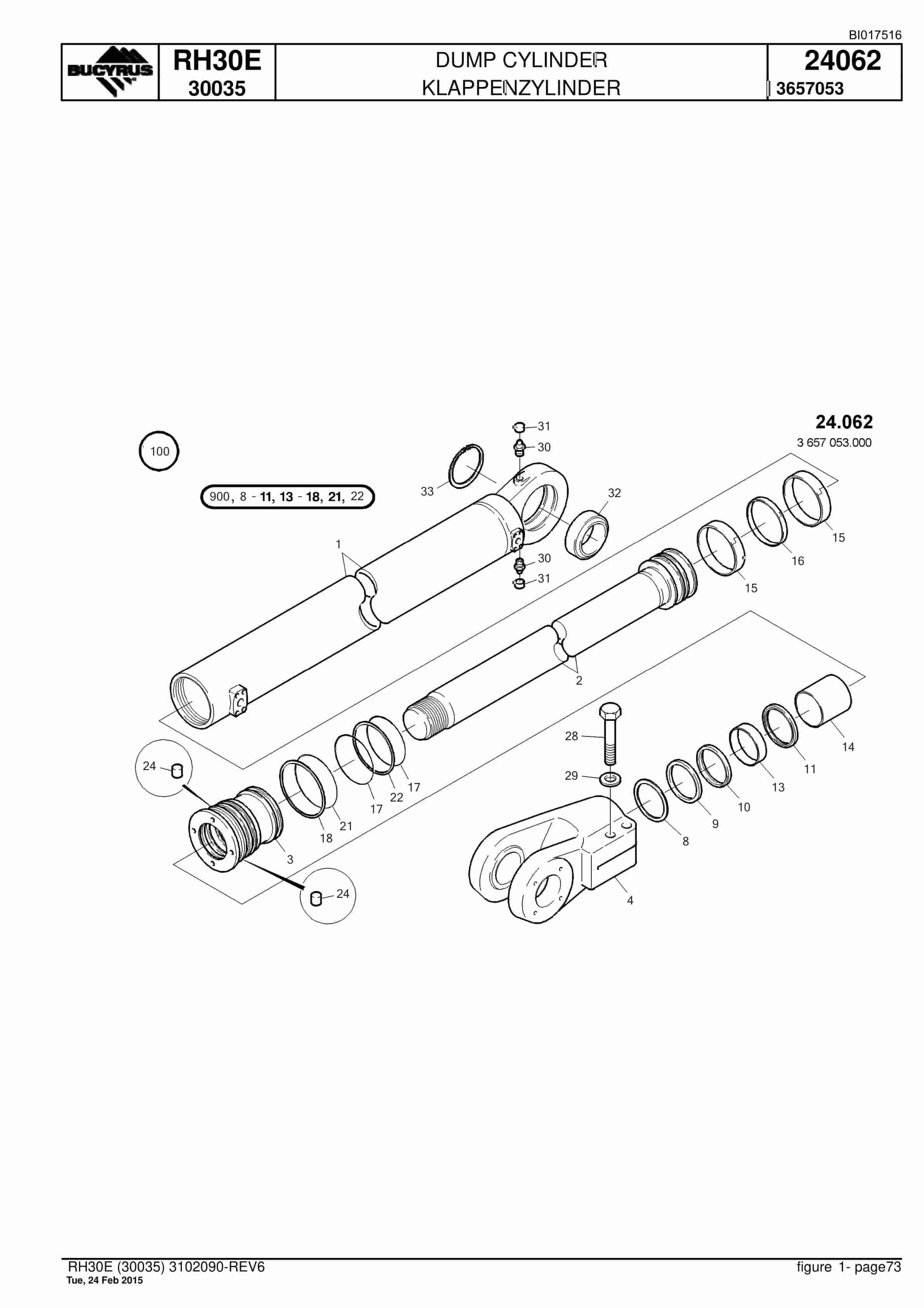 Caterpillar RH30E Hydraulic Shovel Spare Parts Manual BI017516-2