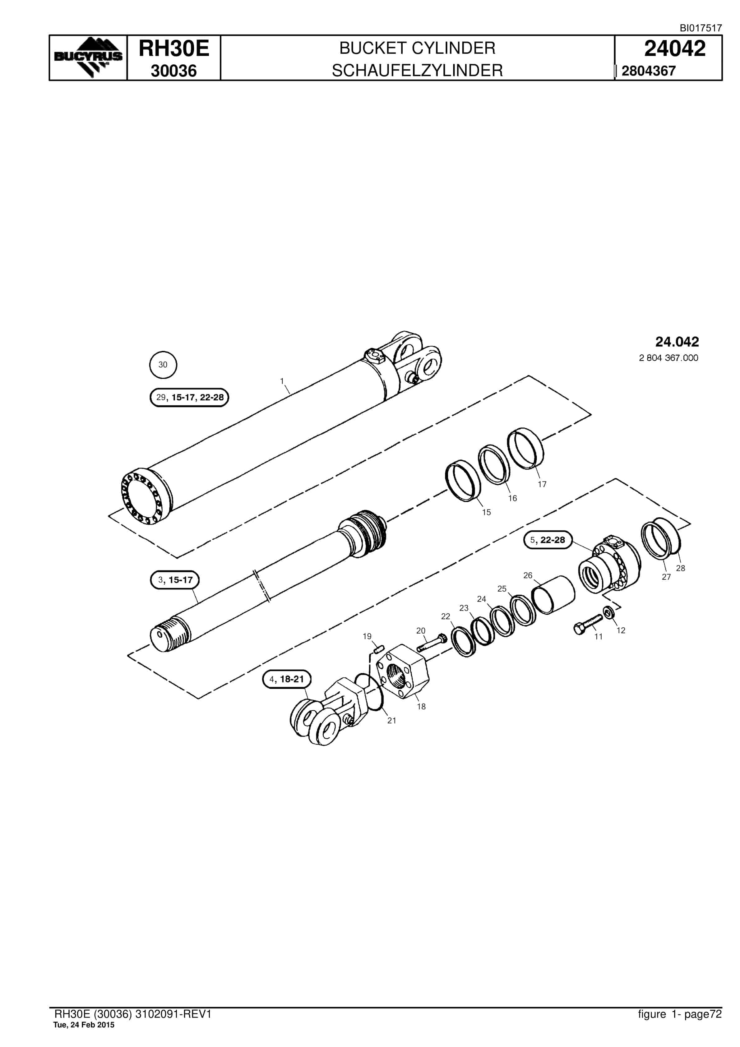 Caterpillar RH30E Hydraulic Shovel Spare Parts Manual BI017517-2