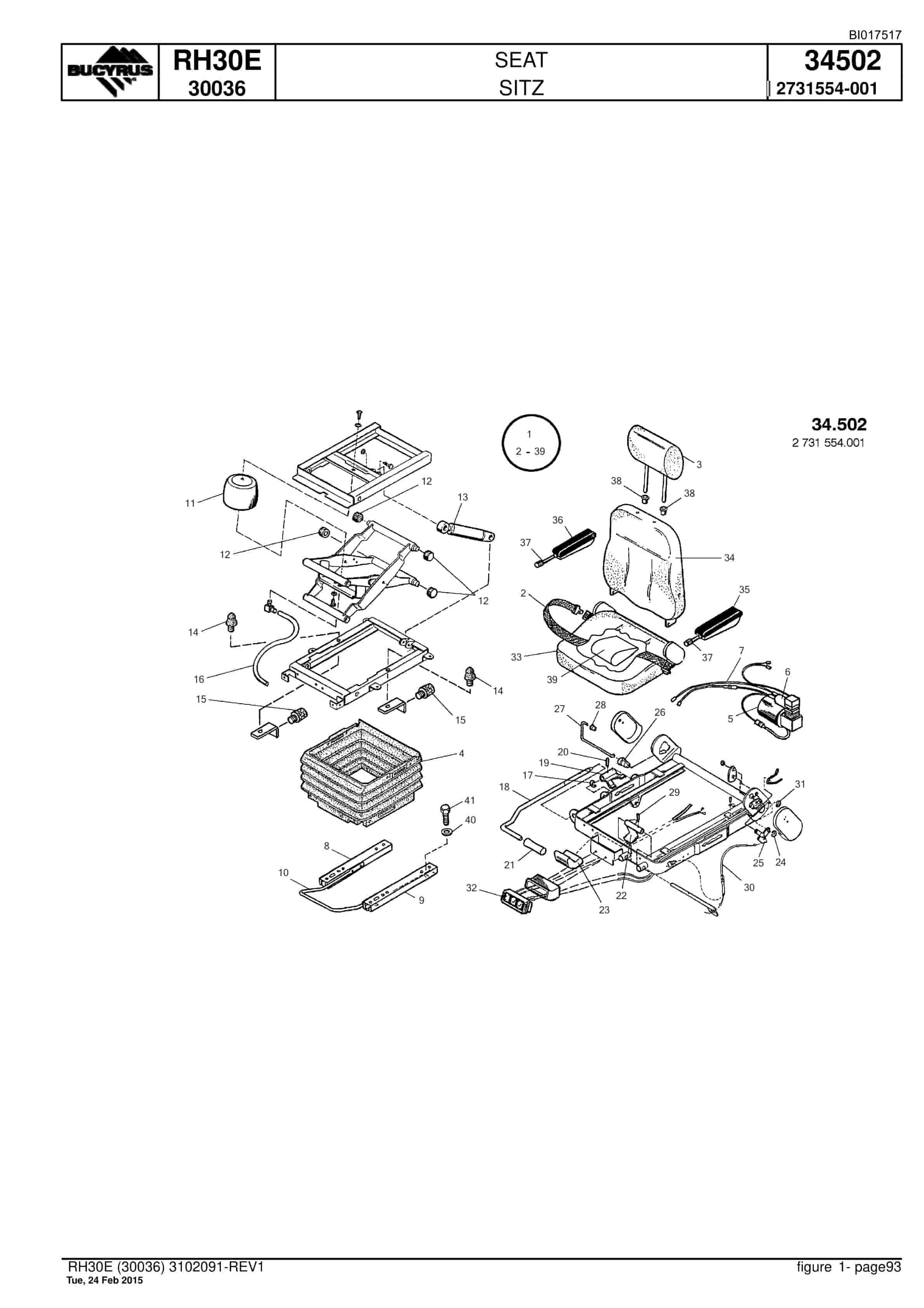 Caterpillar RH30E Hydraulic Shovel Spare Parts Manual BI017517-3