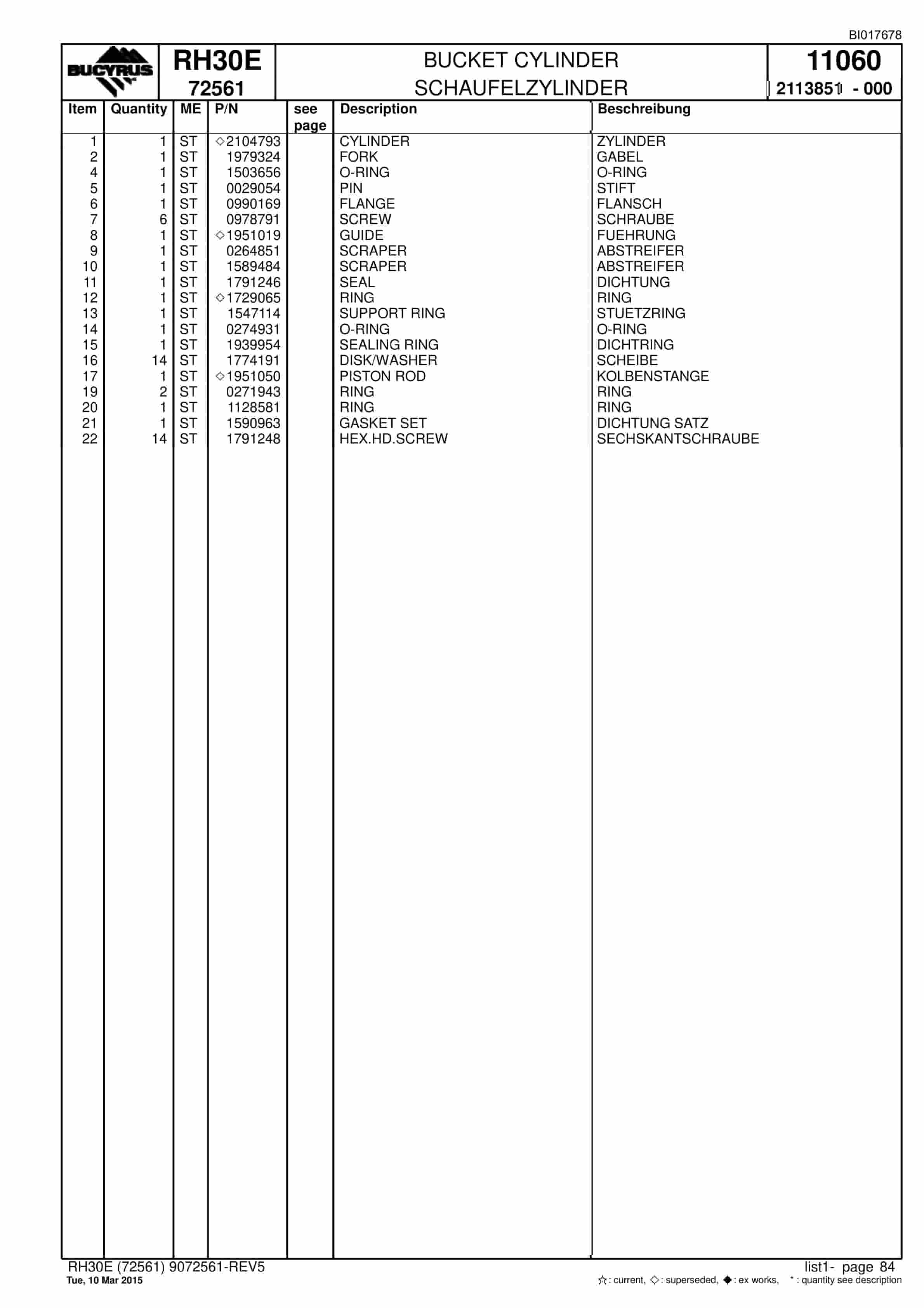 Caterpillar RH30E Hydraulic Shovel Spare Parts Manual BI017678-4