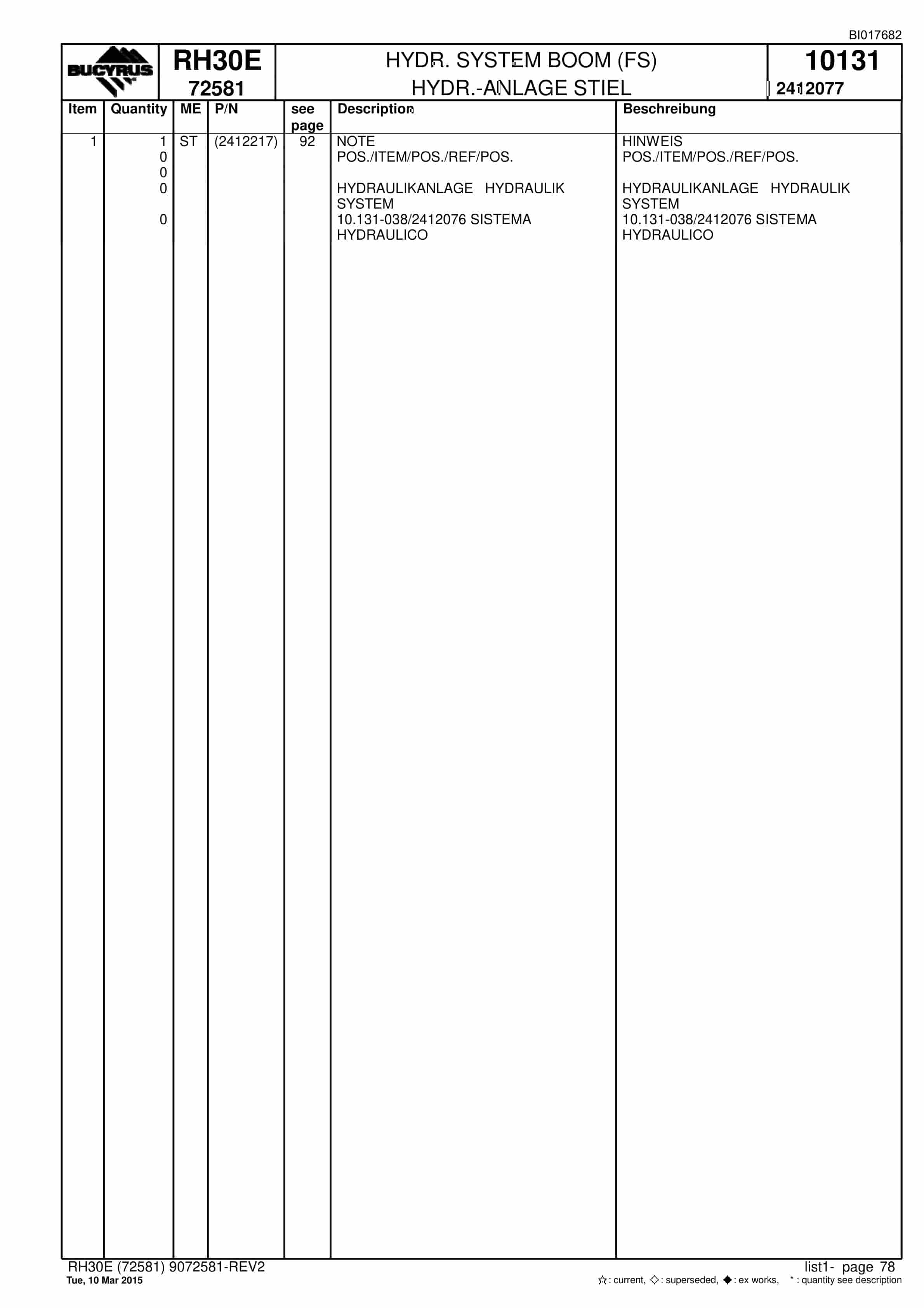 Caterpillar RH30E Hydraulic Shovel Spare Parts Manual BI017682-3