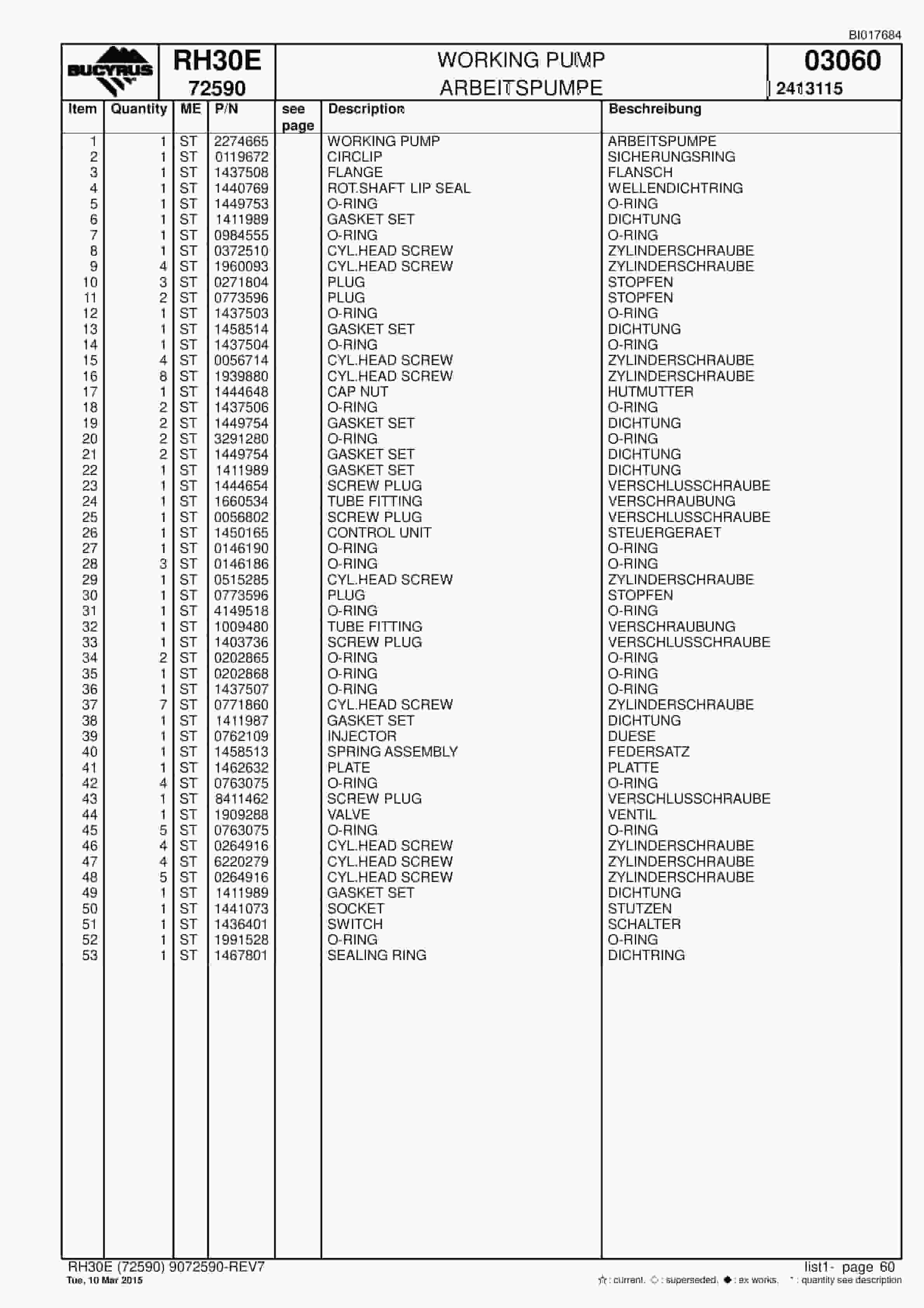 Caterpillar RH30E Hydraulic Shovel Spare Parts Manual BI017684-2