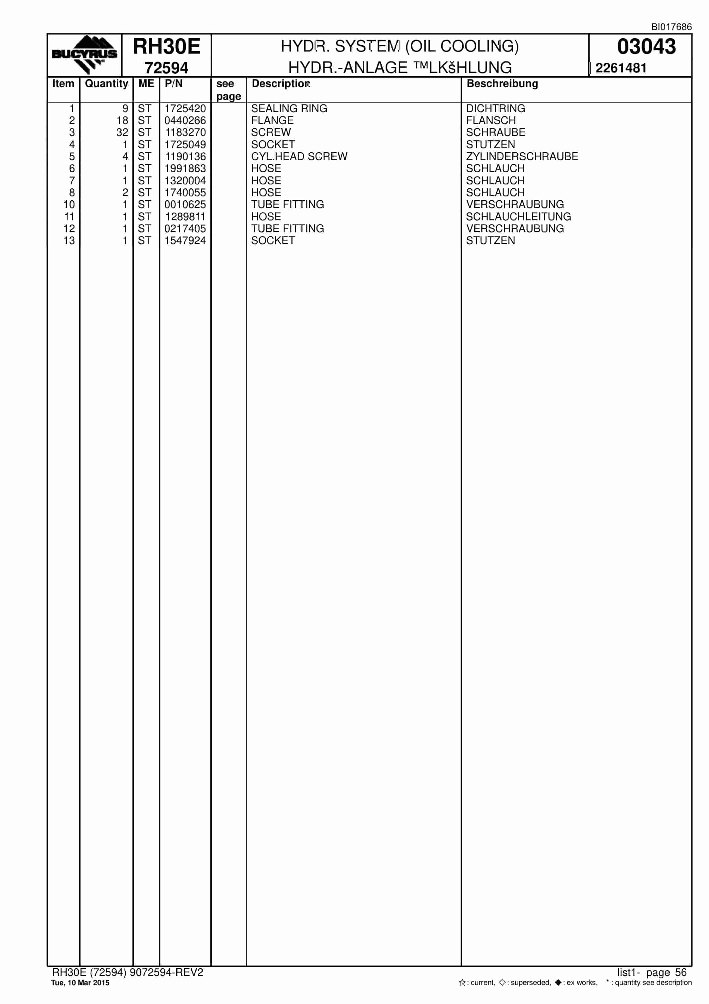 Caterpillar RH30E Hydraulic Shovel Spare Parts Manual BI017686-2