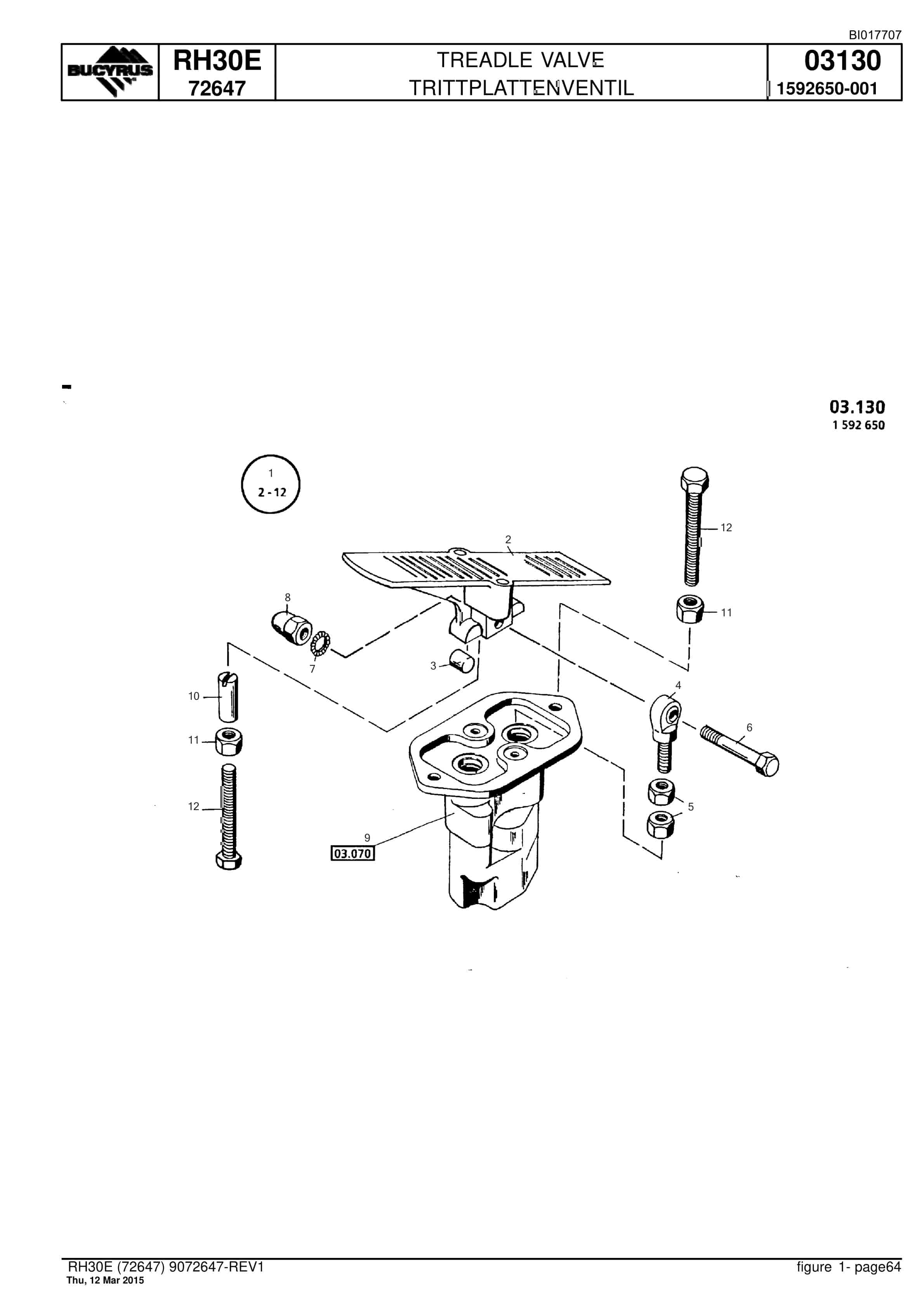Caterpillar RH30E Hydraulic Shovel Spare Parts Manual BI017707-2