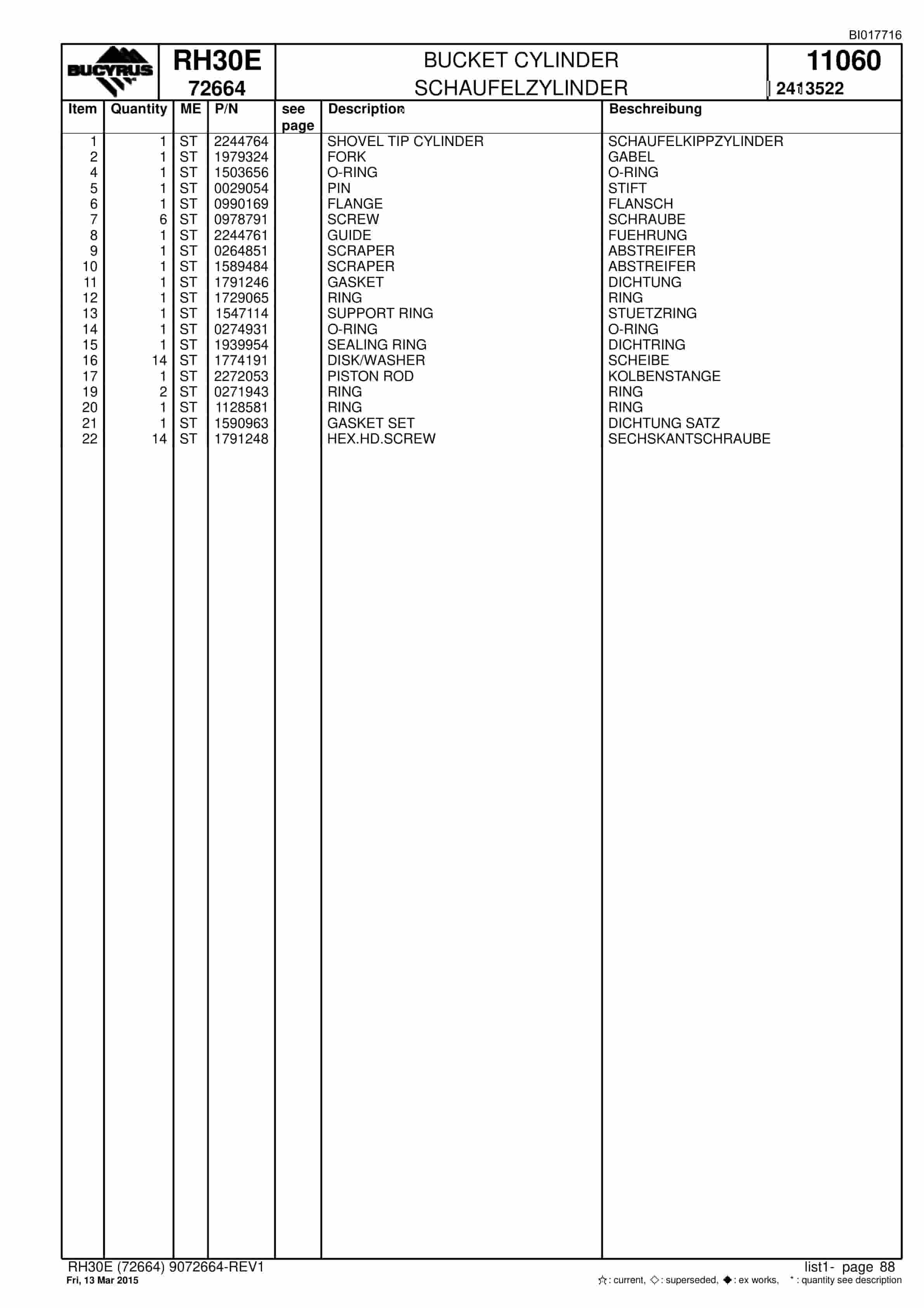 Caterpillar RH30E Hydraulic Shovel Spare Parts Manual BI017716-4