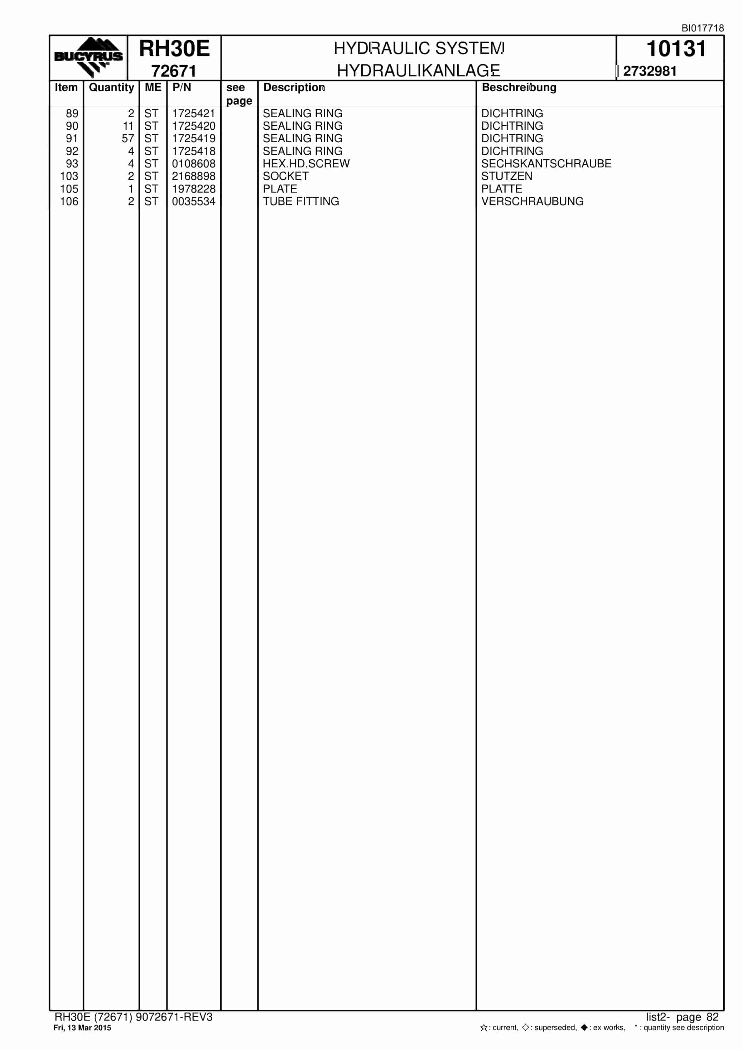 Caterpillar RH30E Hydraulic Shovel Spare Parts Manual BI017718-3