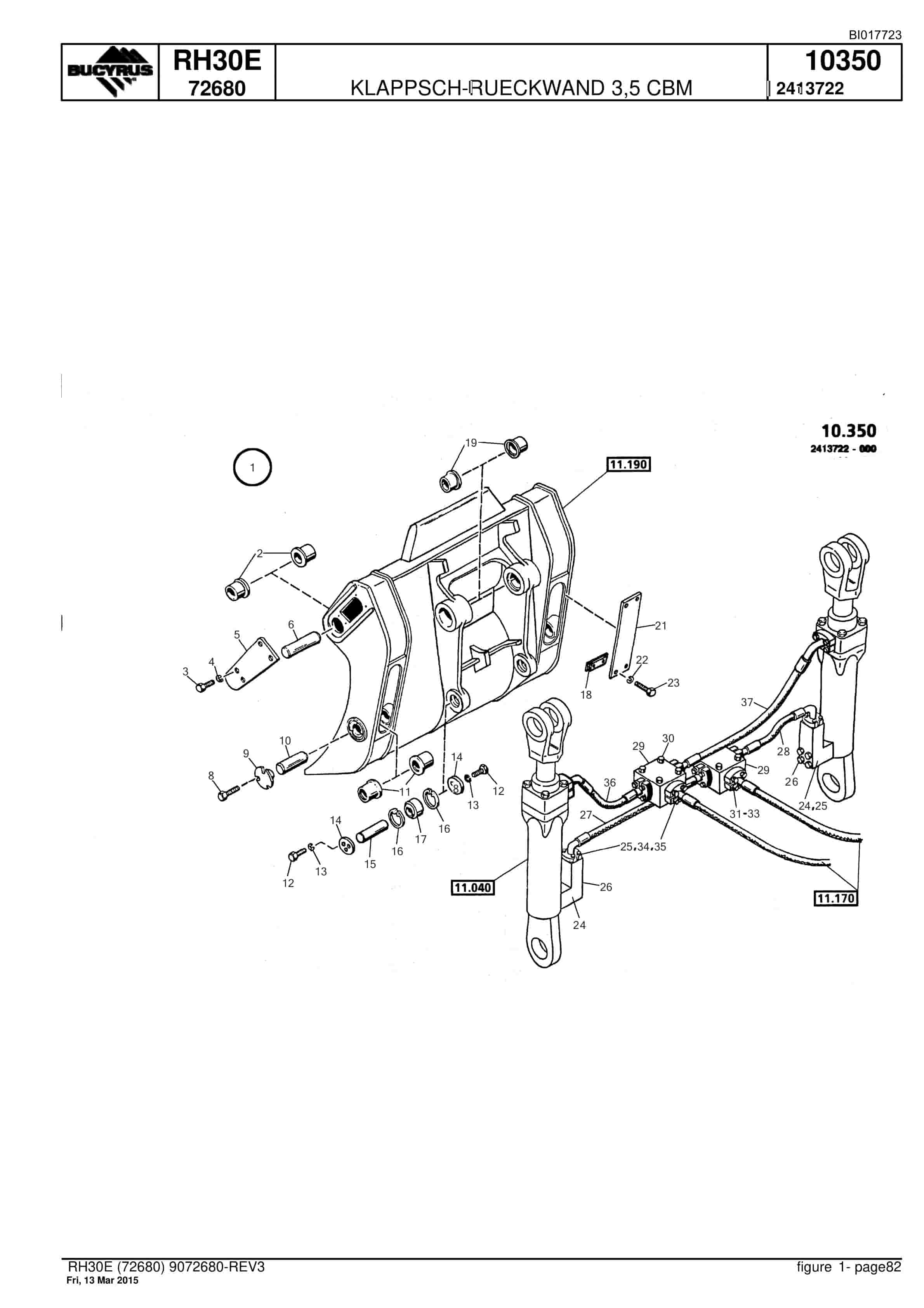 Caterpillar RH30E Hydraulic Shovel Spare Parts Manual BI017723-3