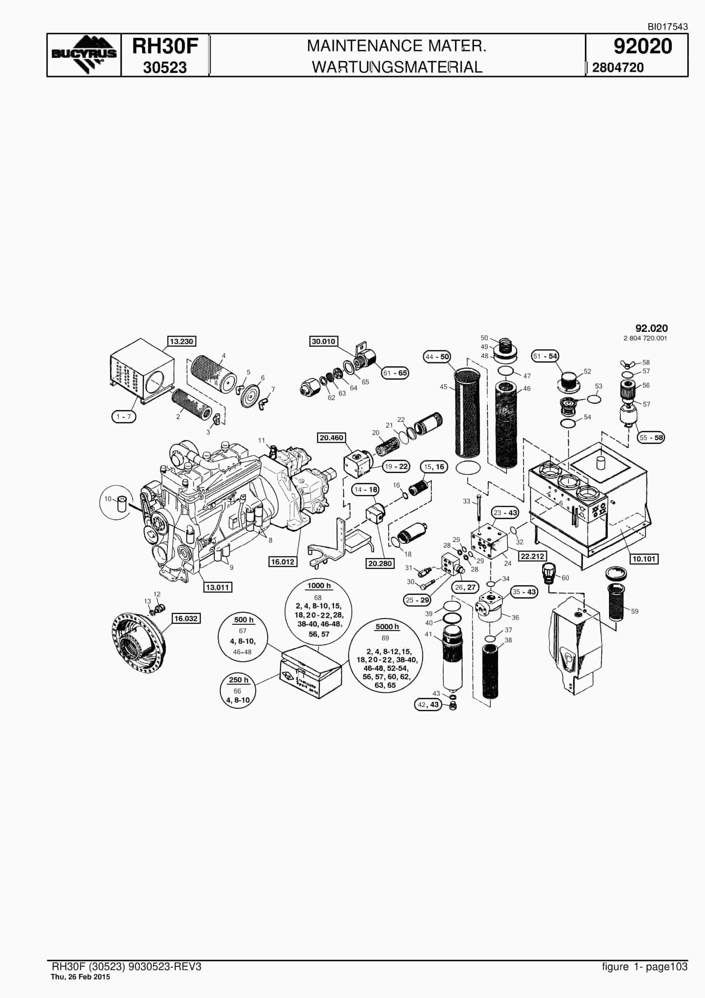 Caterpillar RH30F Hydraulic Shovel Spare Parts Manual BI017543-5