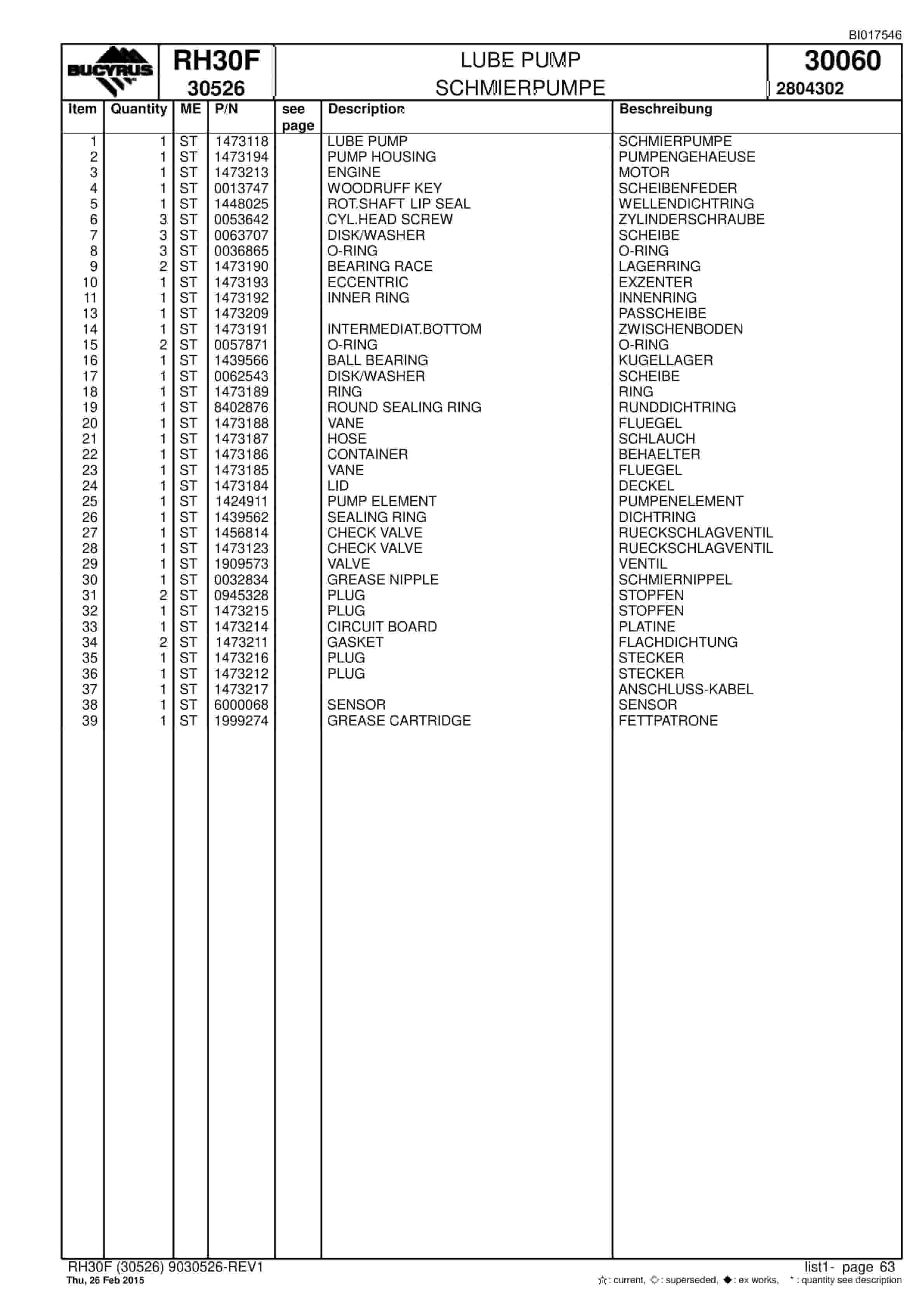 Caterpillar RH30F Hydraulic Shovel Spare Parts Manual BI017546-2