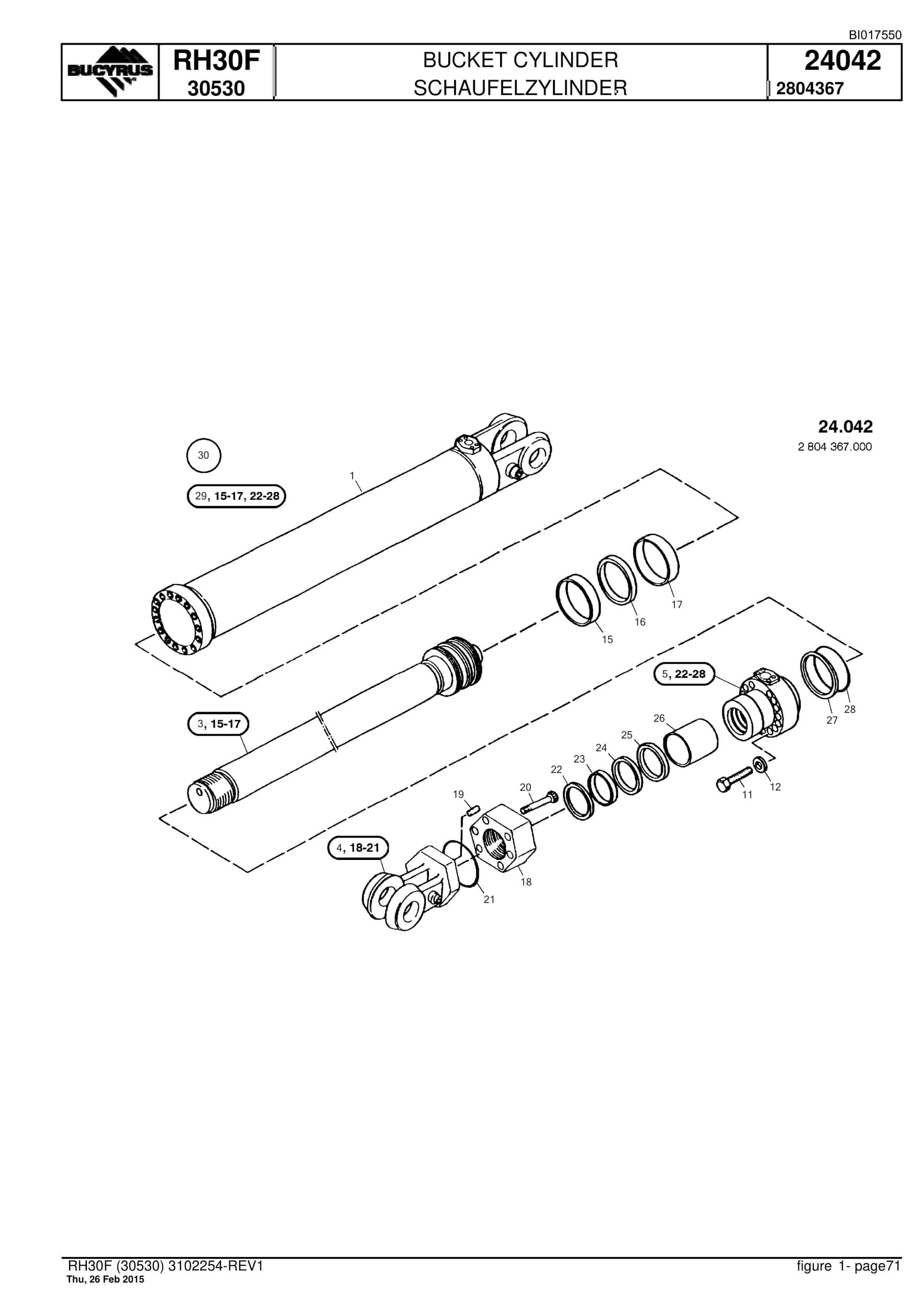 Caterpillar RH30F Hydraulic Shovel Spare Parts Manual BI017550-2