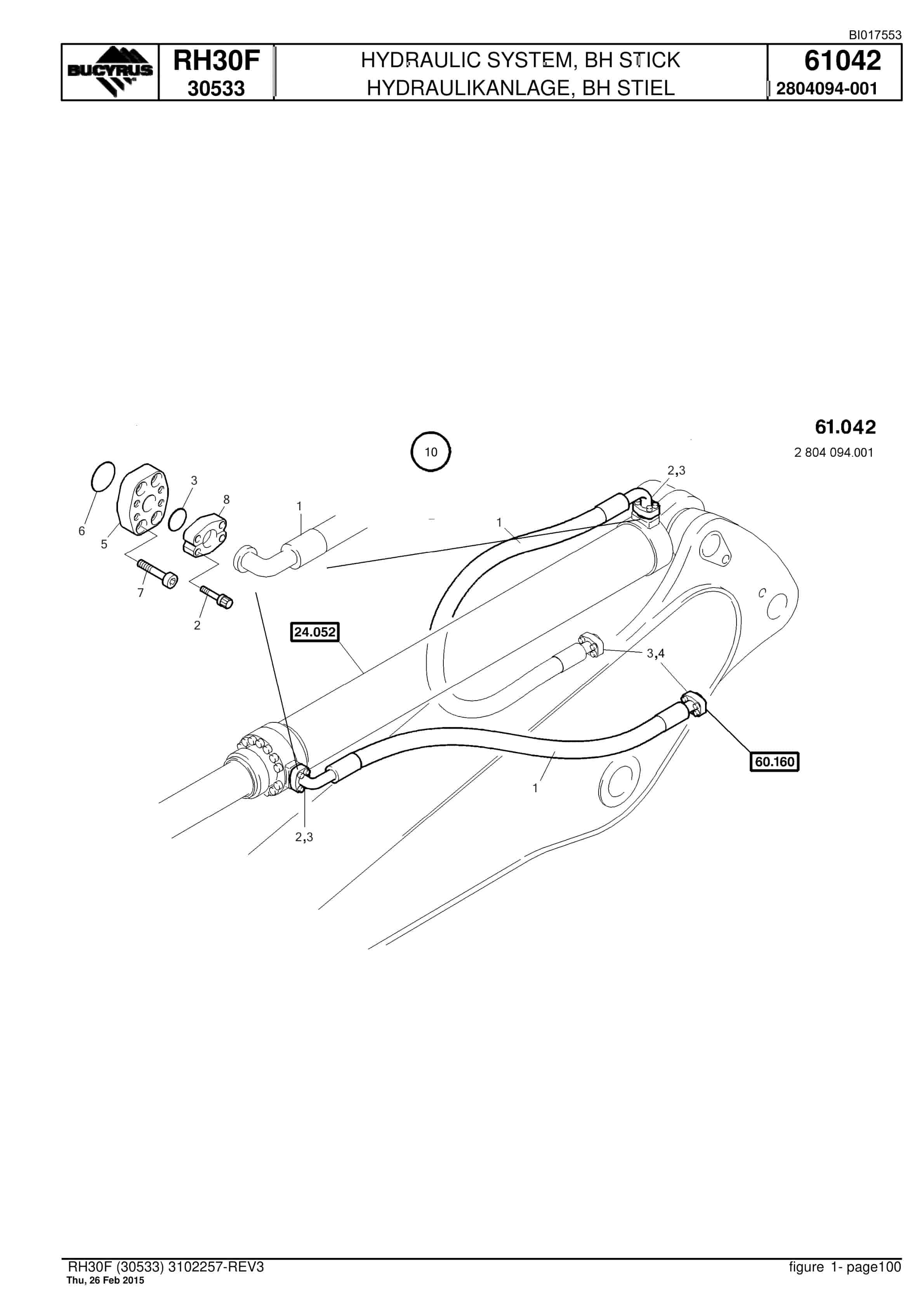 Caterpillar RH30F Hydraulic Shovel Spare Parts Manual BI017553-4