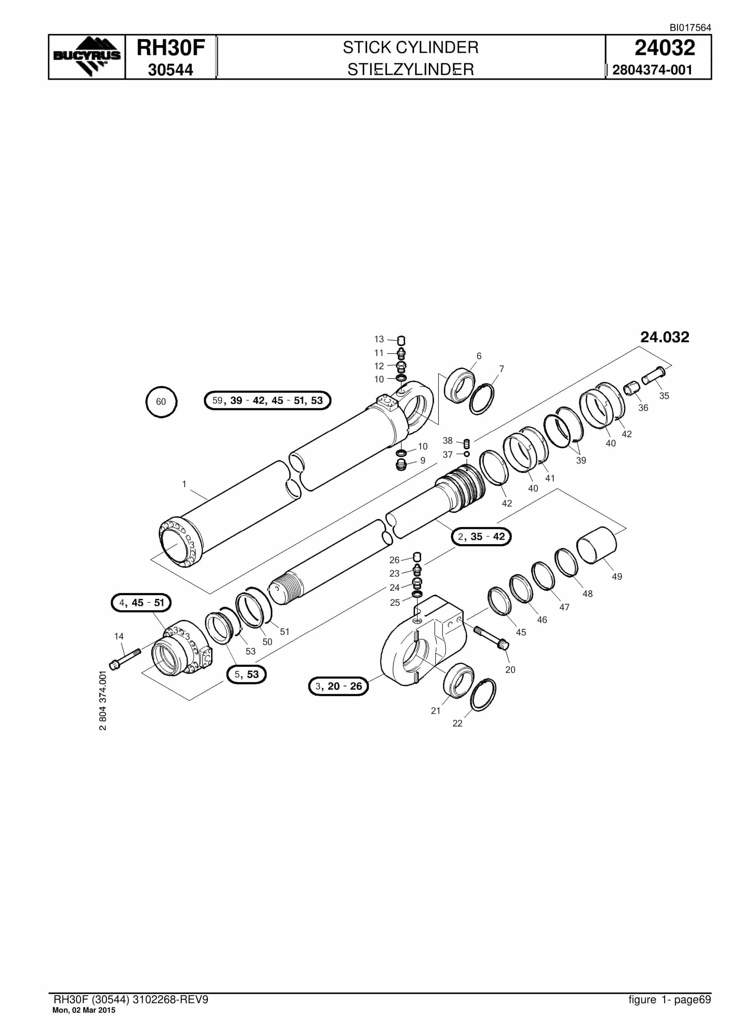 Caterpillar RH30F Hydraulic Shovel Spare Parts Manual BI017564-2