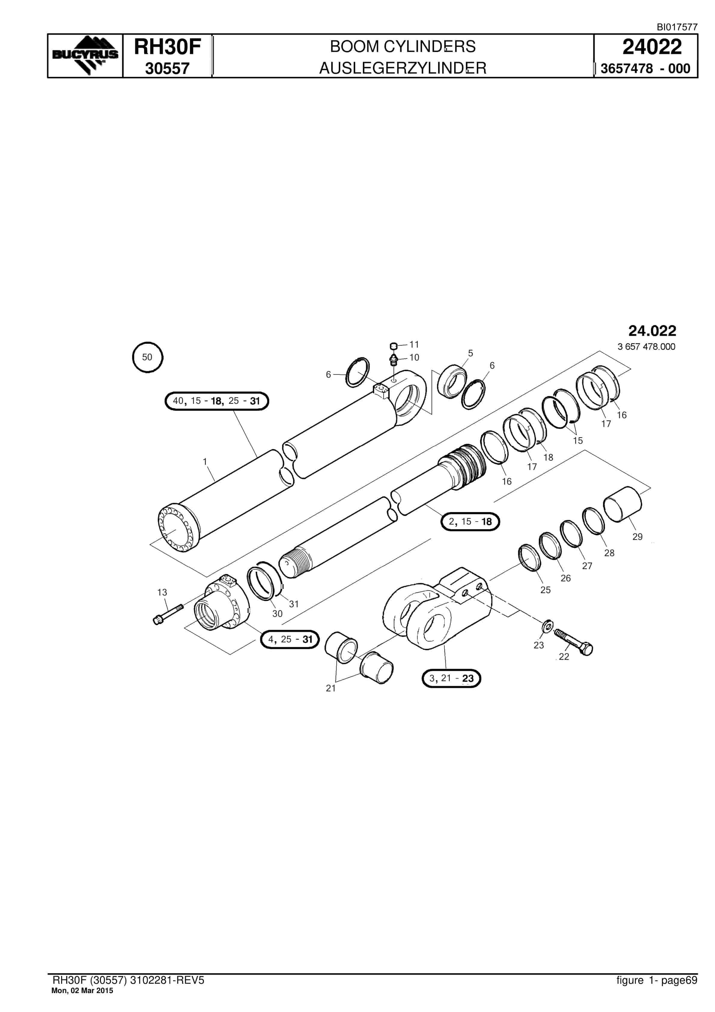 Caterpillar RH30F Hydraulic Shovel Spare Parts Manual BI017577-2