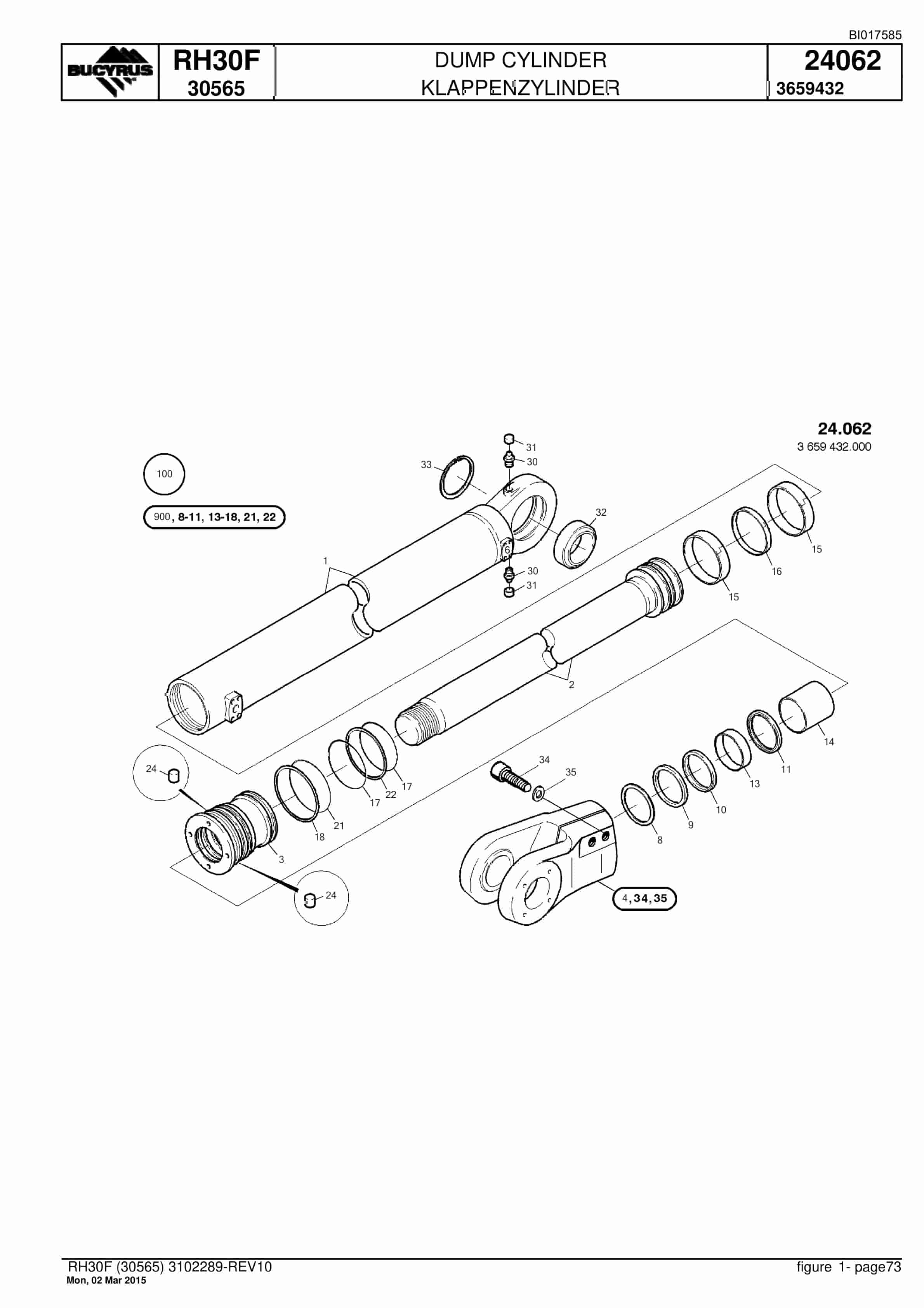 Caterpillar RH30F Hydraulic Shovel Spare Parts Manual BI017585-2