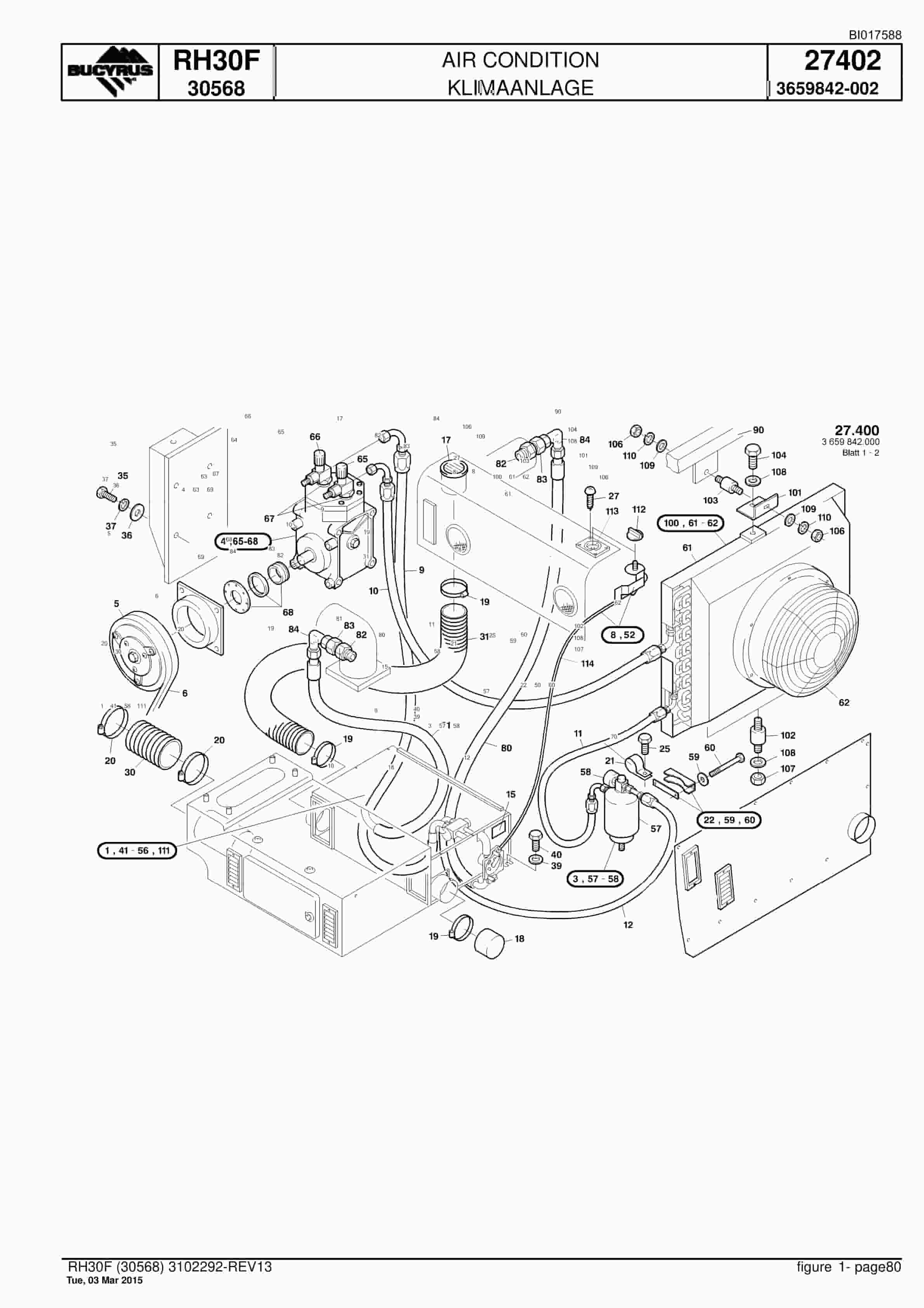 Caterpillar RH30F Hydraulic Shovel Spare Parts Manual BI017588-2