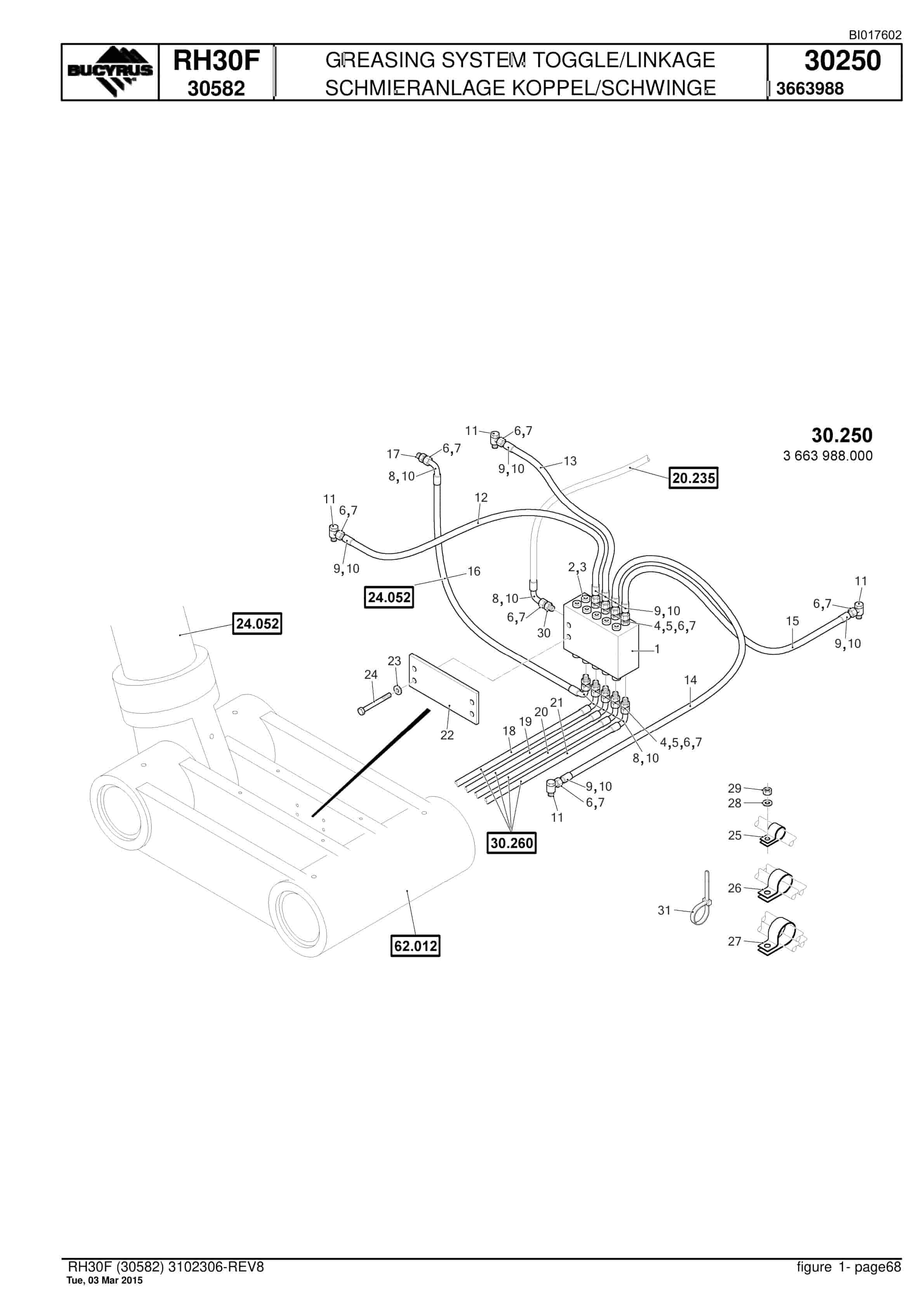 Caterpillar RH30F Hydraulic Shovel Spare Parts Manual BI017602-2