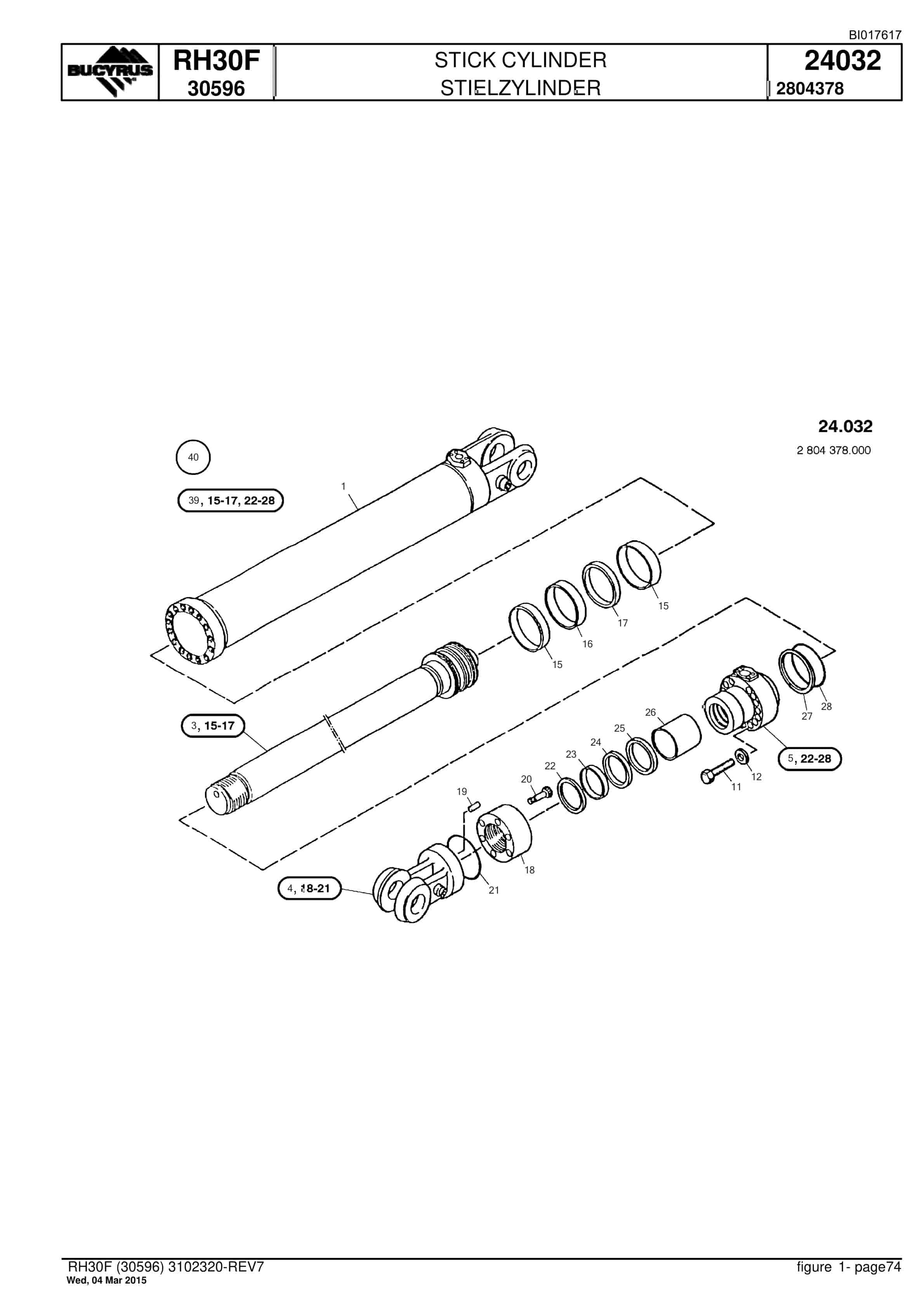 Caterpillar RH30F Hydraulic Shovel Spare Parts Manual BI017617-2