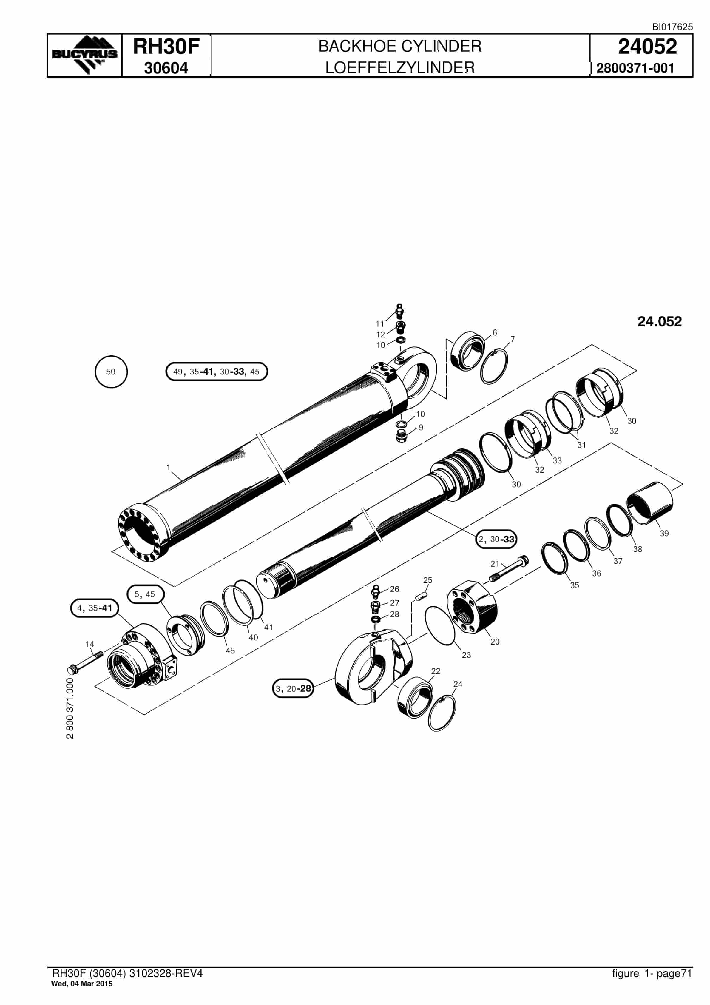 Caterpillar RH30F Hydraulic Shovel Spare Parts Manual BI017625-2
